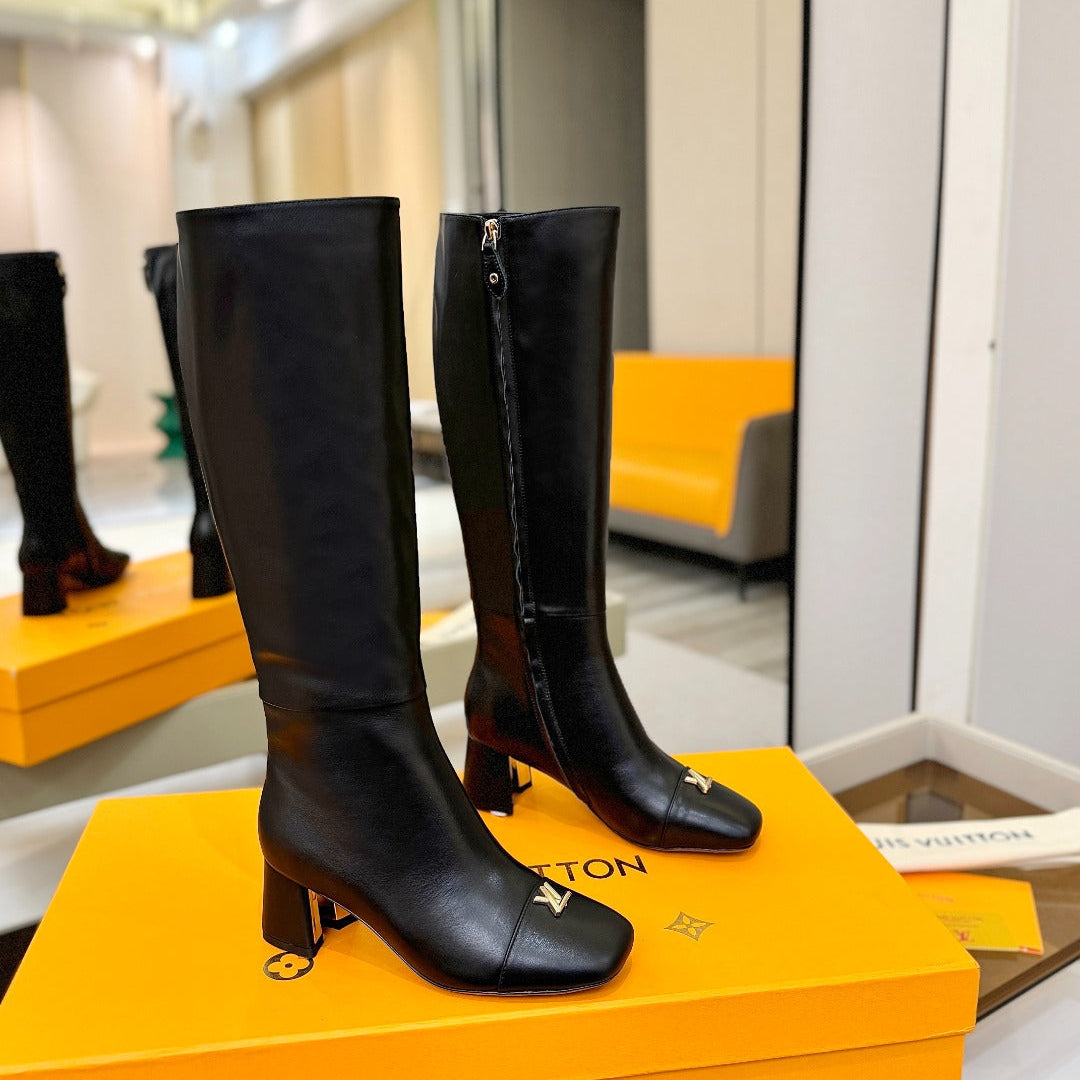 LV  High Boots 55 Black Sheepskin 573731
