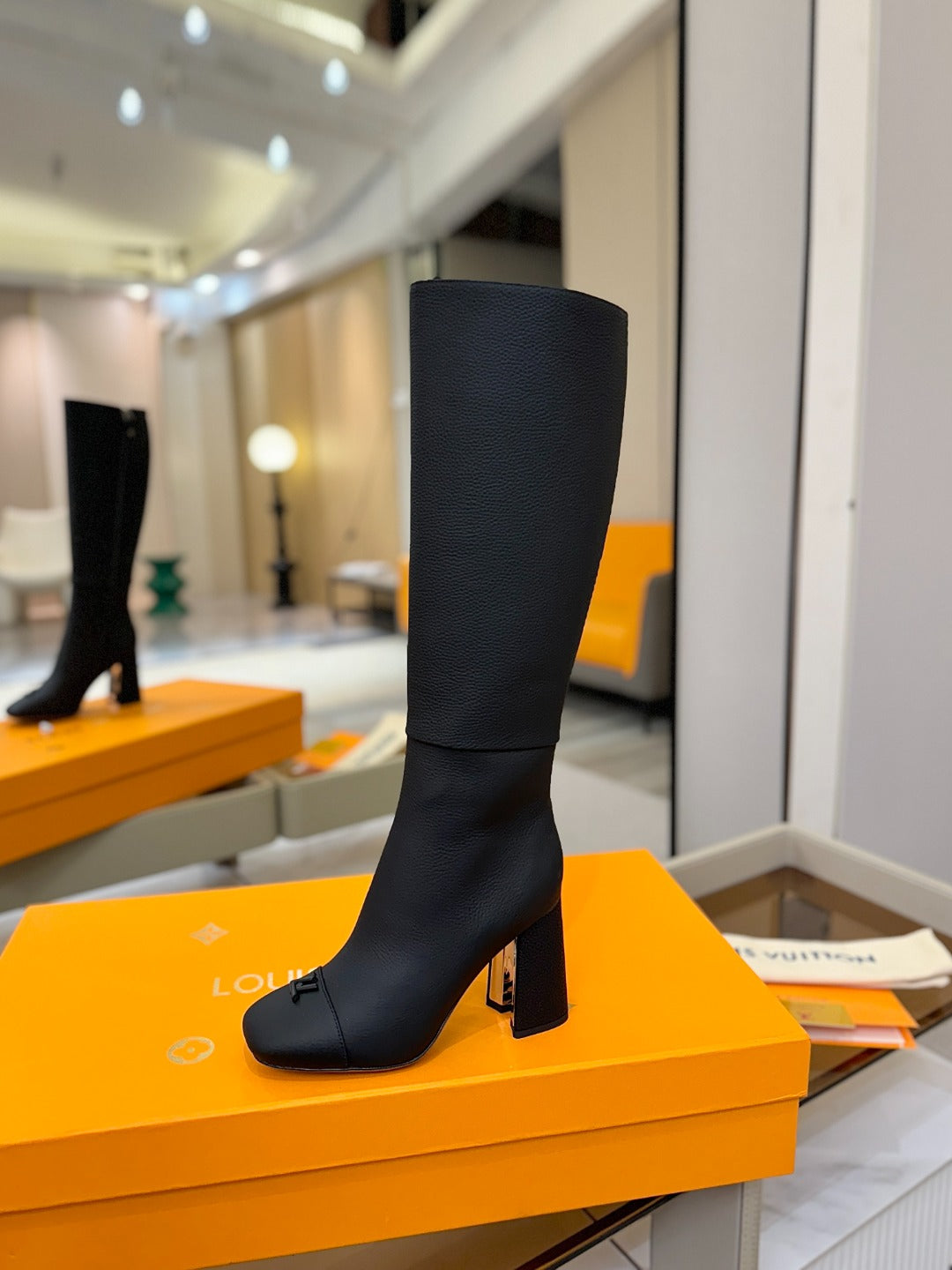 LV  High Boots 85 Black Calfskin 573738
