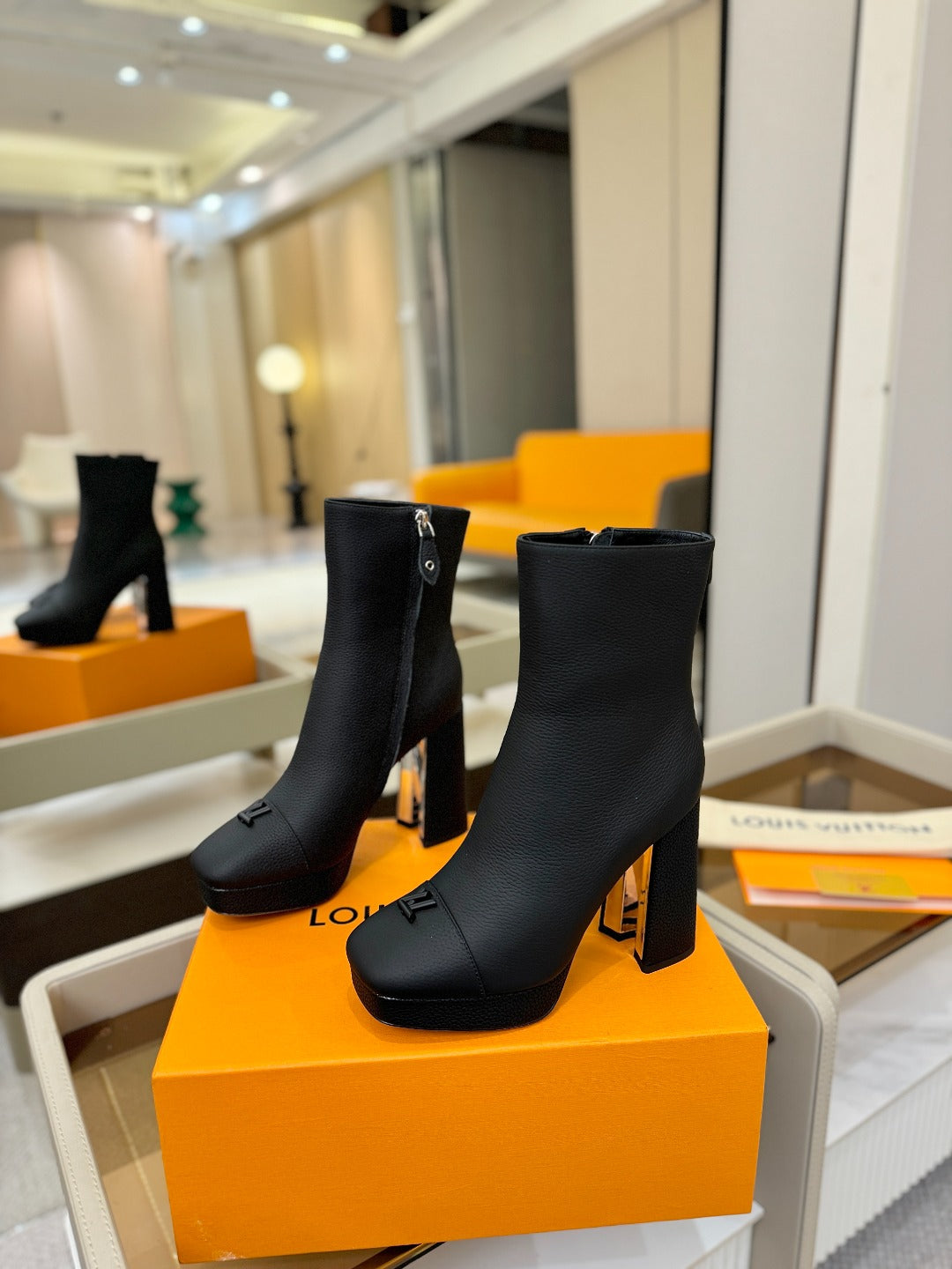 LV Ankle Boots 110 Monogram Black Calfskin 573721