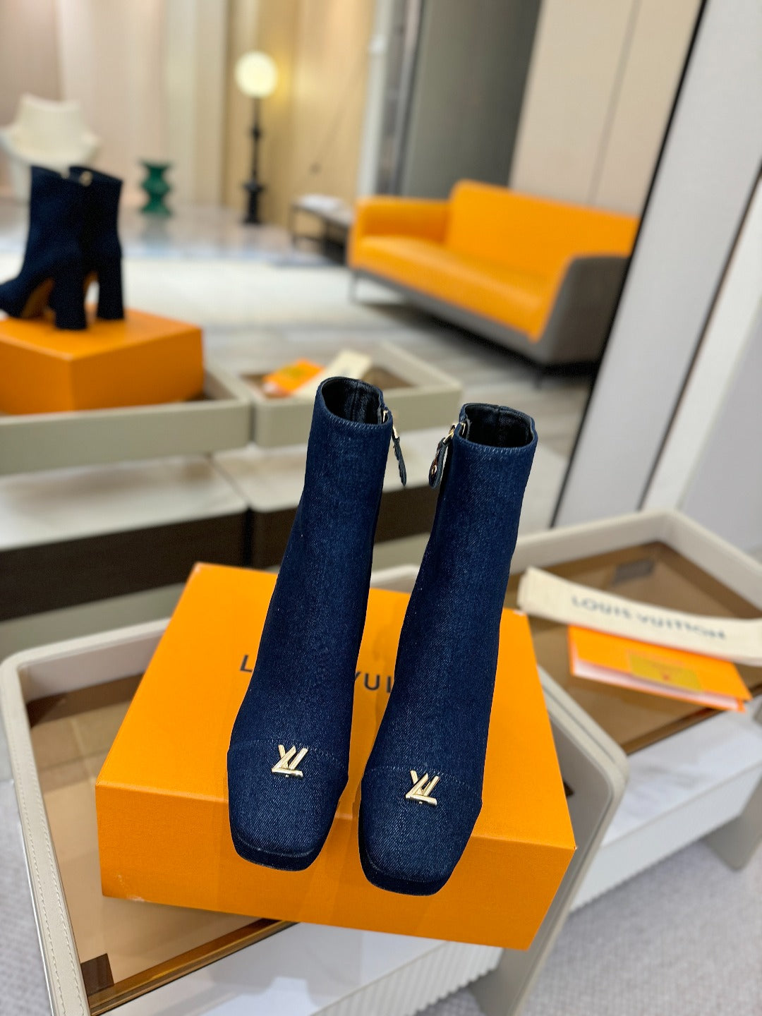 LV Ankle Boots 110 Dark Blue Denim 573723