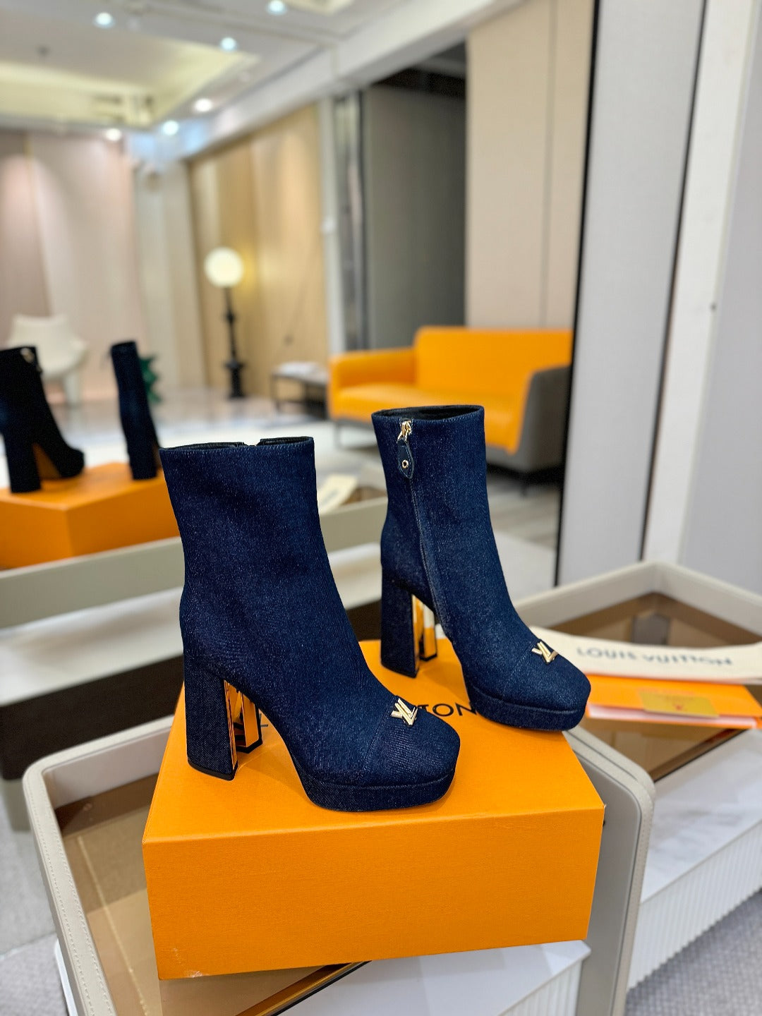 LV Ankle Boots 110 Dark Blue Denim 573723