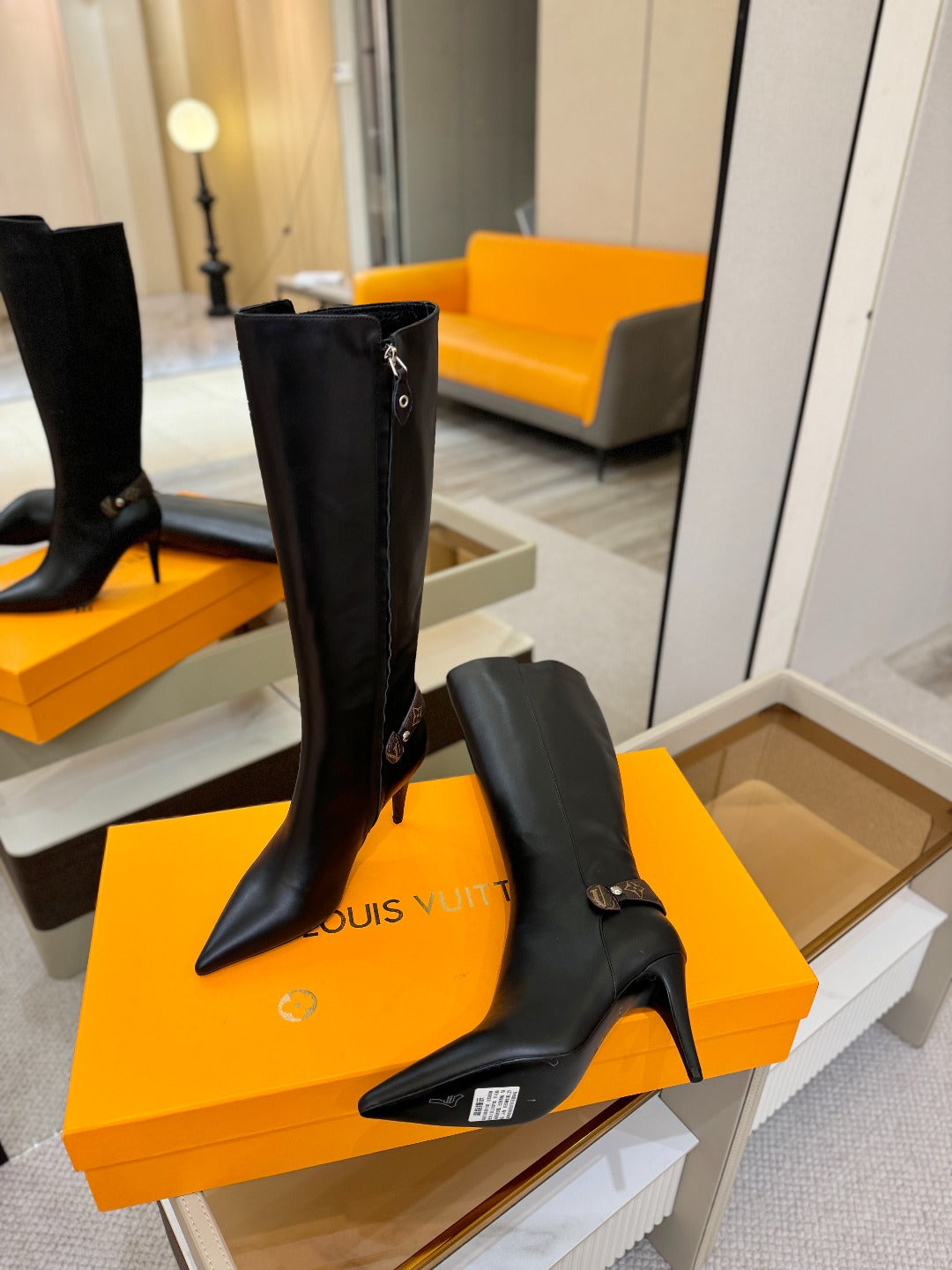 LV 25 Long Boots 90 Black Calfskin 573875