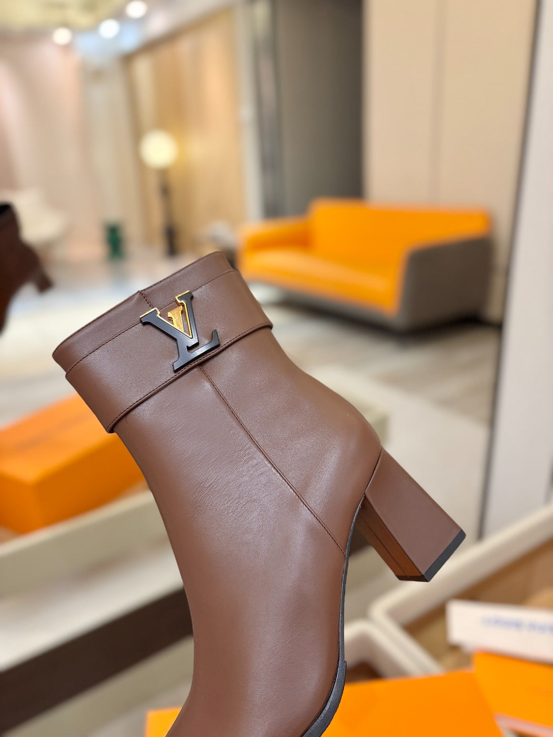 LV Ankle Boots 75 Dark Brown Sheepskin 573728