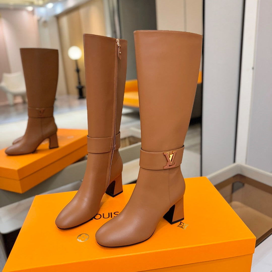 LV 25 Long Boots 75 Camel Sheepskin 573742