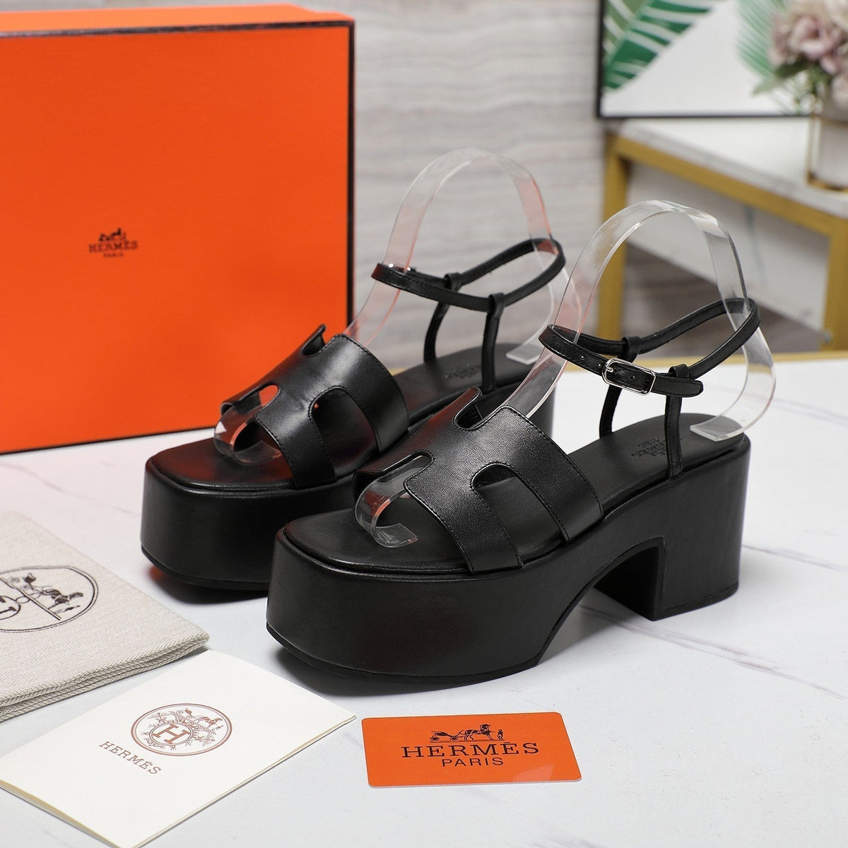 HM Jam 70 sandal In Black Calfskin 120305