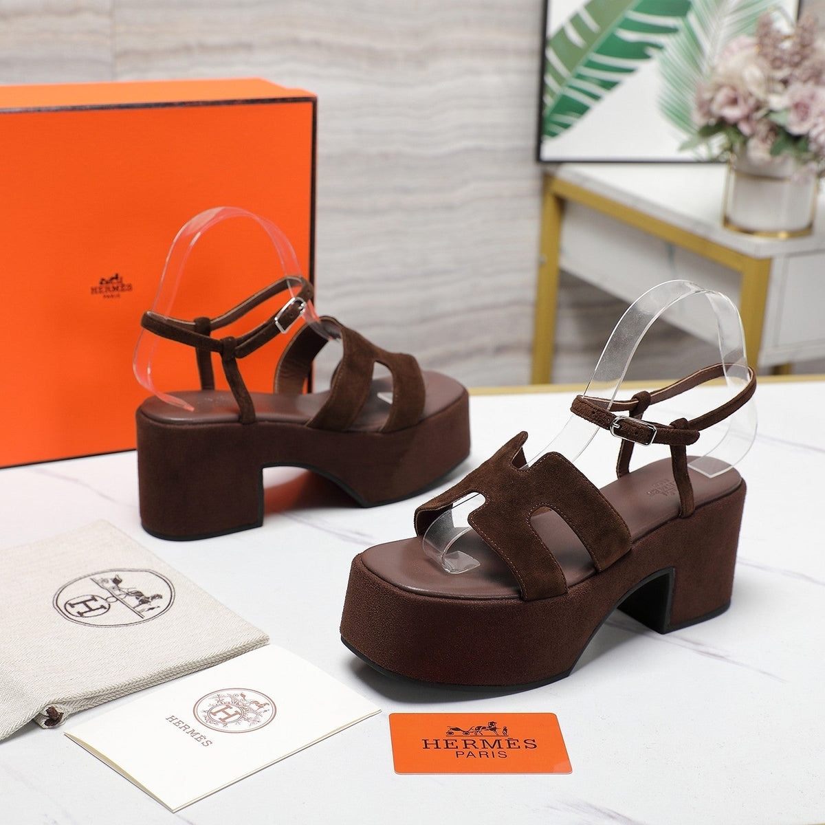 HM Jam 70 sandal In Chocolate Suede 120317