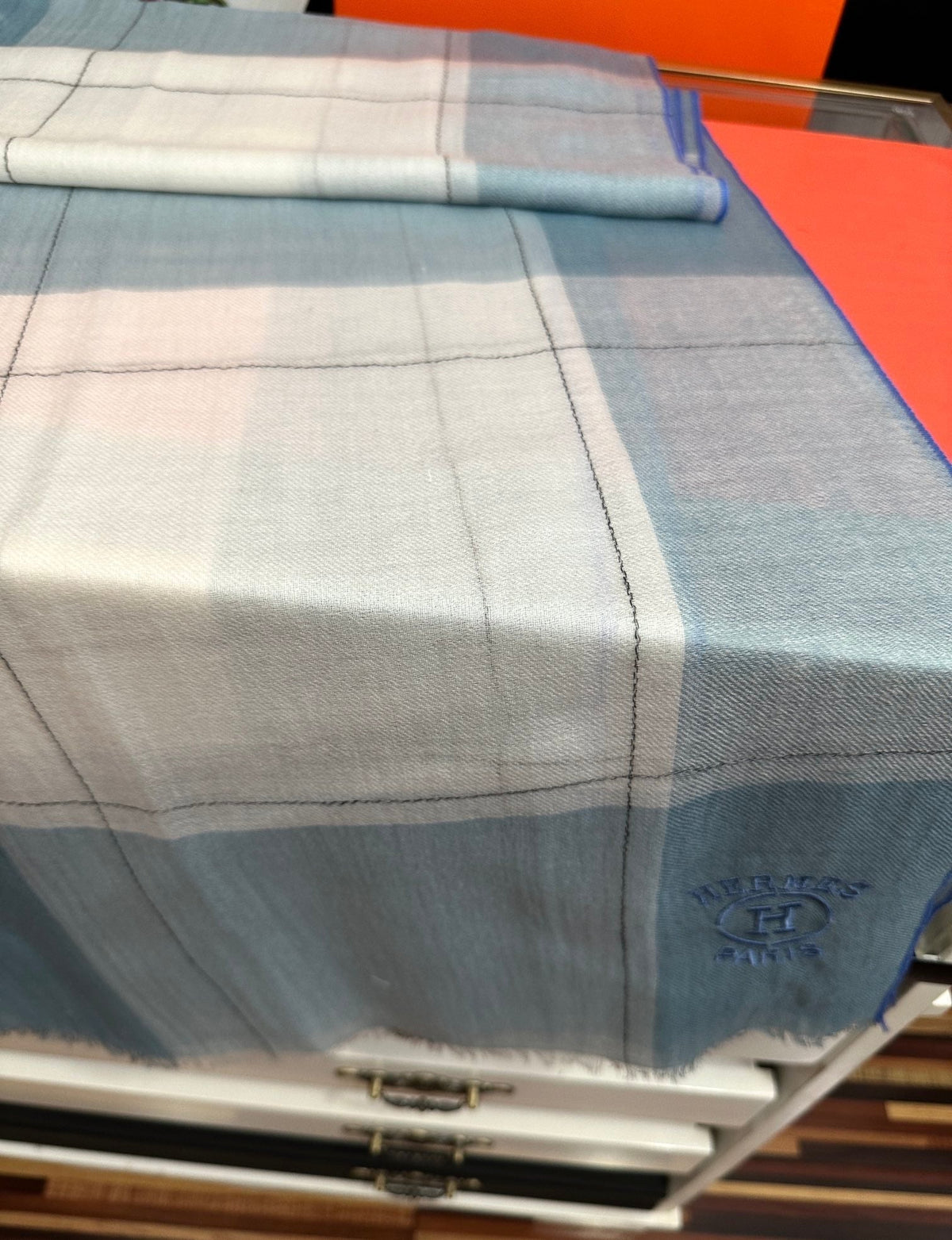 Scarf 90 Cm Light Blue Mix White Caro Cashmere