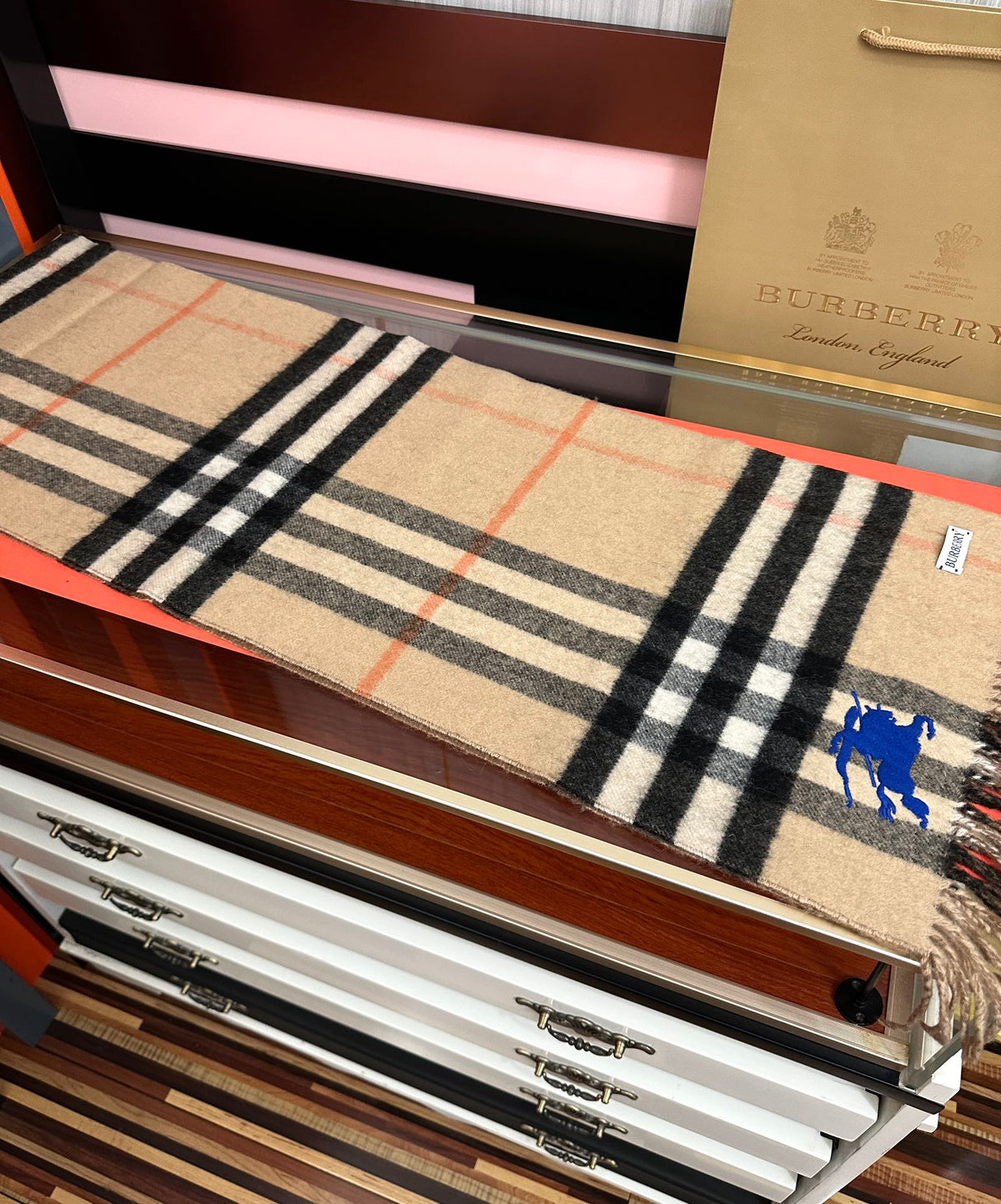 BBR Double-Sided Scarf 160CM Beige Cashmere 292959