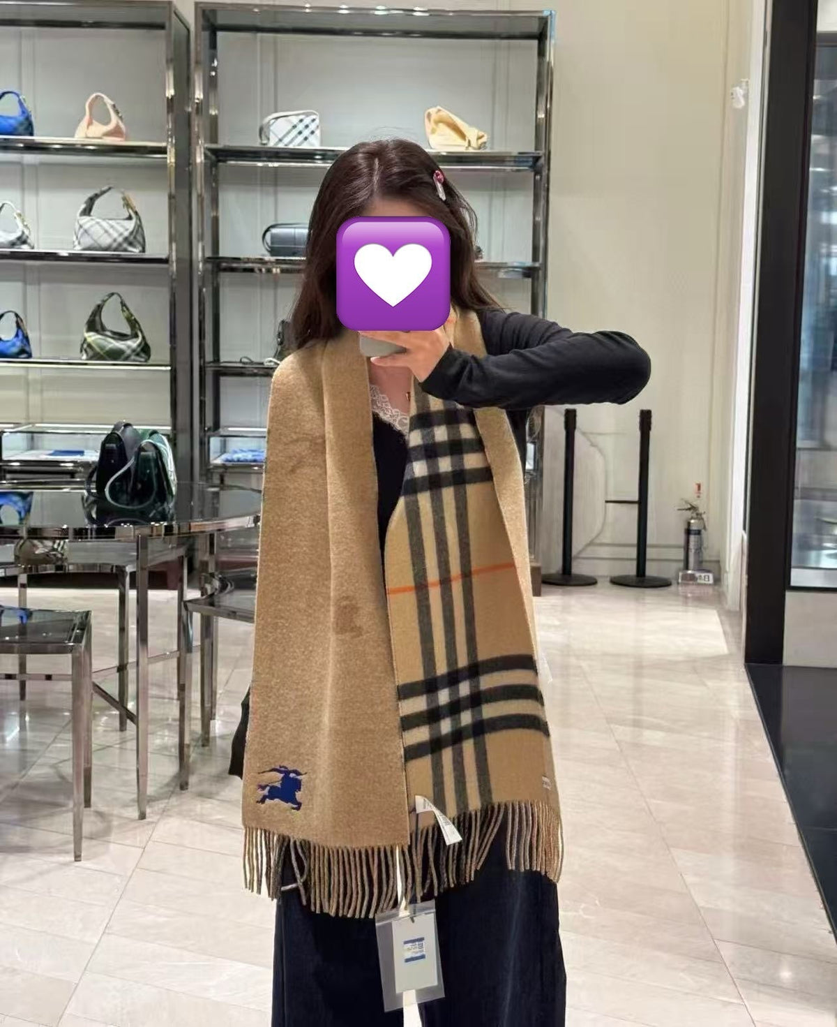 BBR Double-Sided Scarf 160CM Beige Cashmere 292959