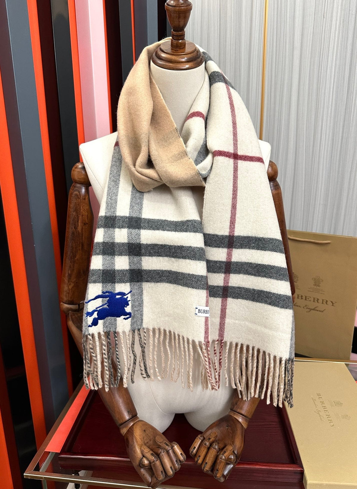 BBR Double-Sided Scarf 160CM Cream Cashmere 292960