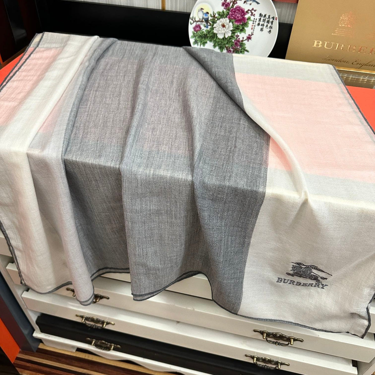 BBR Double-Sided Scarf 200CM Gray White Cashmere 292975