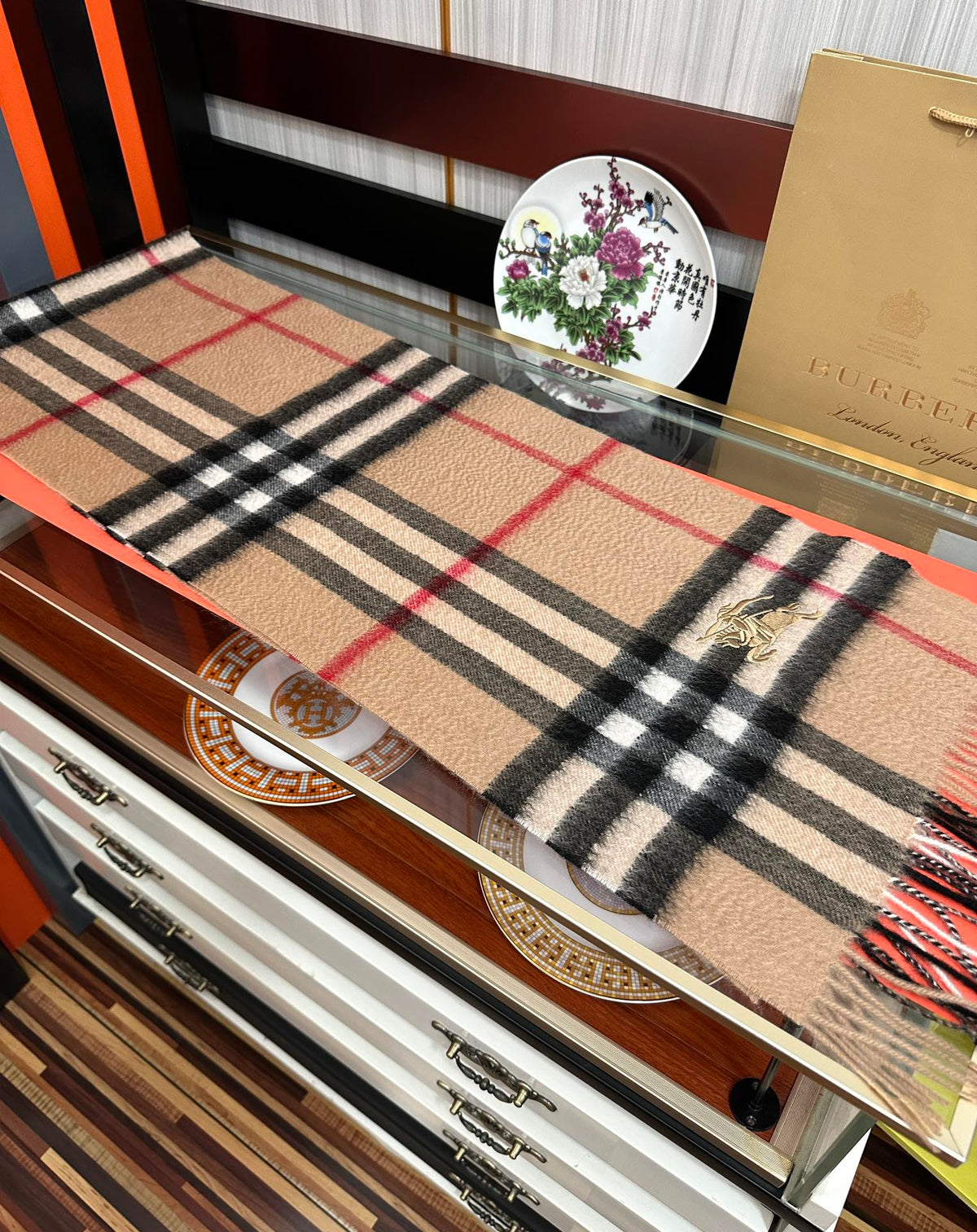 BBR Double-Sided Scarf 180CM Beige Cashmere 293003