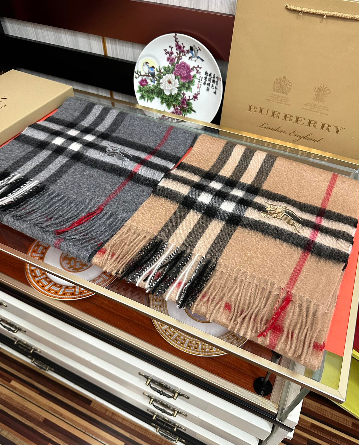 BBR Double-Sided Scarf 180CM Beige Cashmere 293003