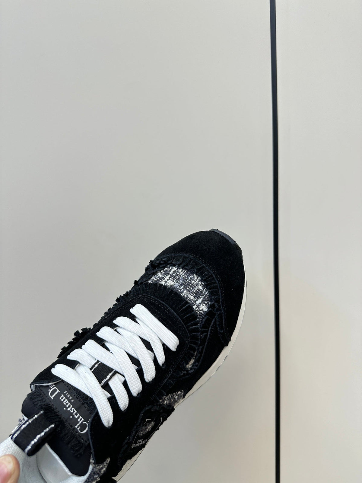 C'est Dior Sneaker In Black Suede And Tweed Fabric  989935