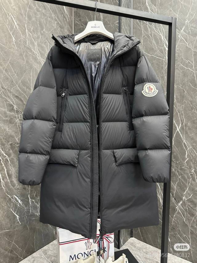 Moncler 25 Long Coat Black Polyester 291395