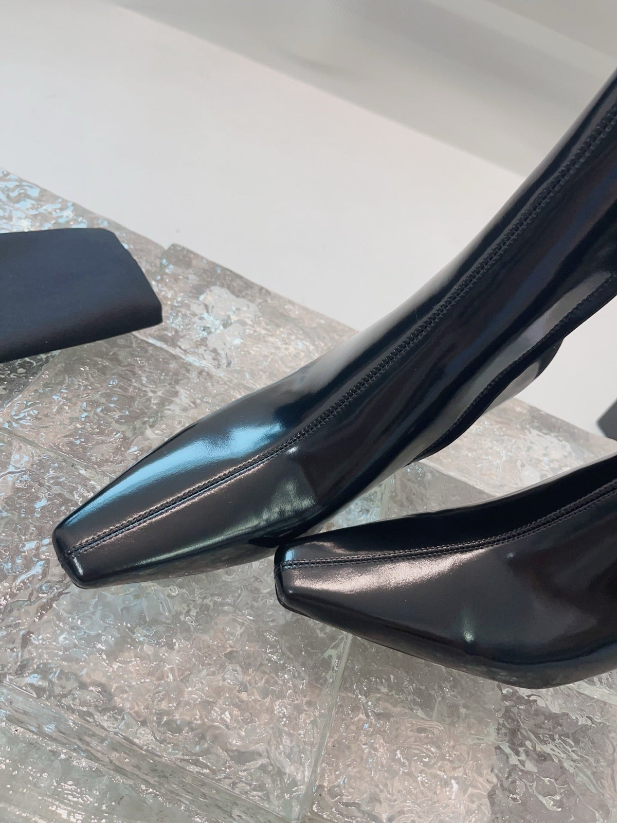 YSL 25 High Heeled Long Boot Black Cowhide 522263
