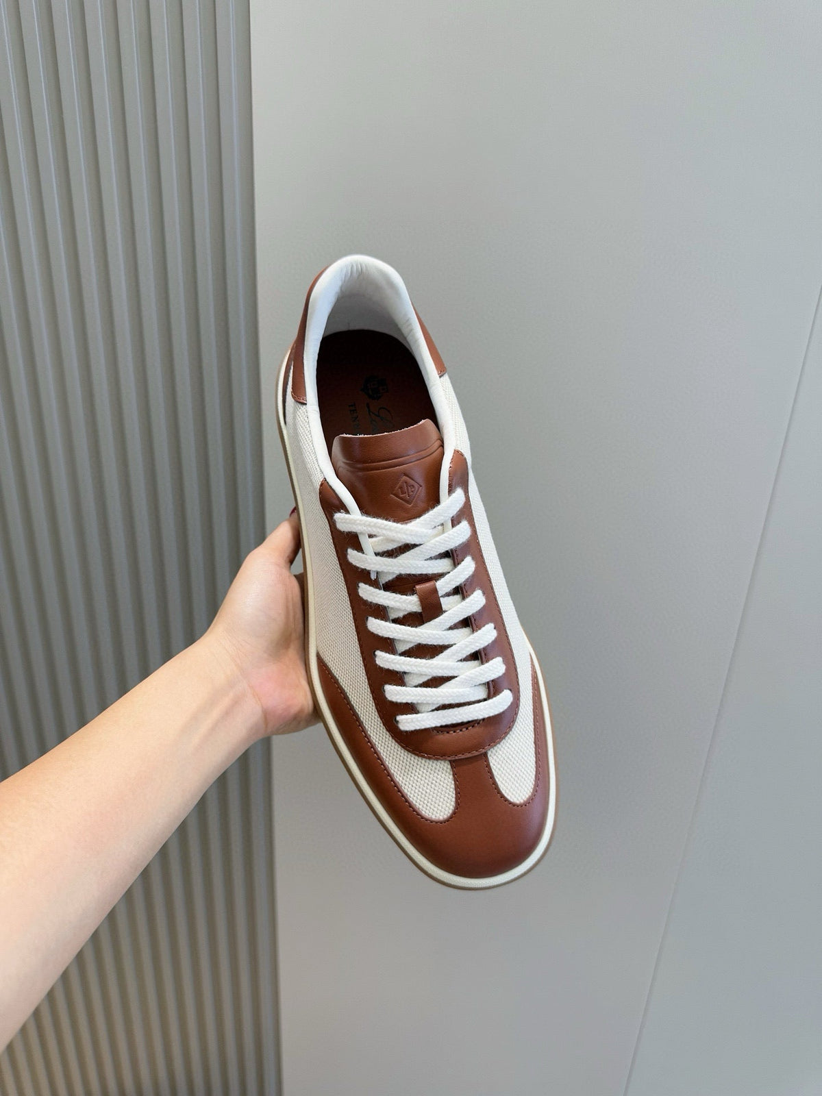 LP 2025 Tennis Walk Sneaker Natural Mix Caramel Calfskin Canvas
