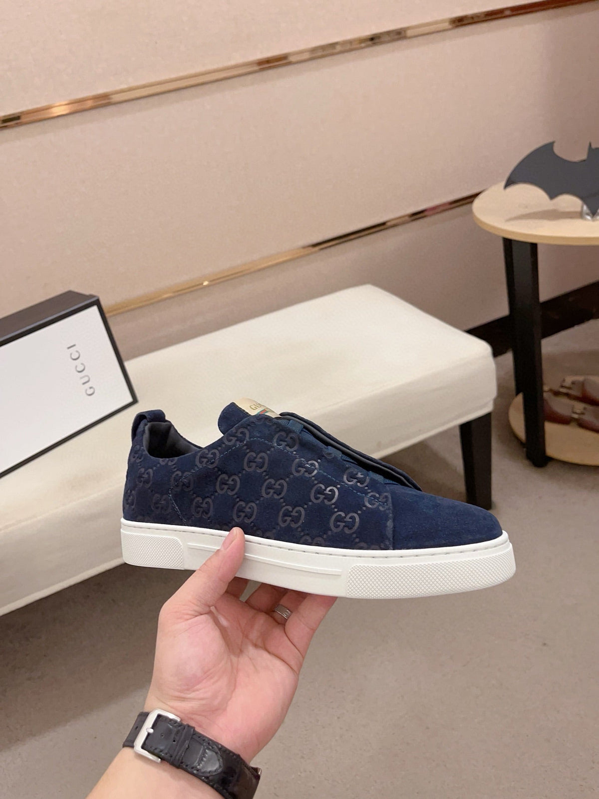 GG Men's Sneaker Blue Suede 448477