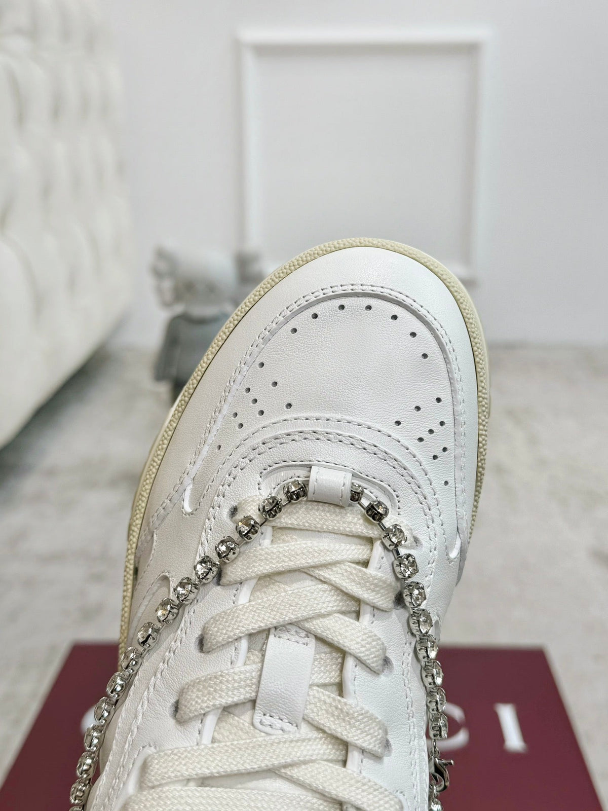 GG Men's Re-Web Sneaker White Calfskin 534252