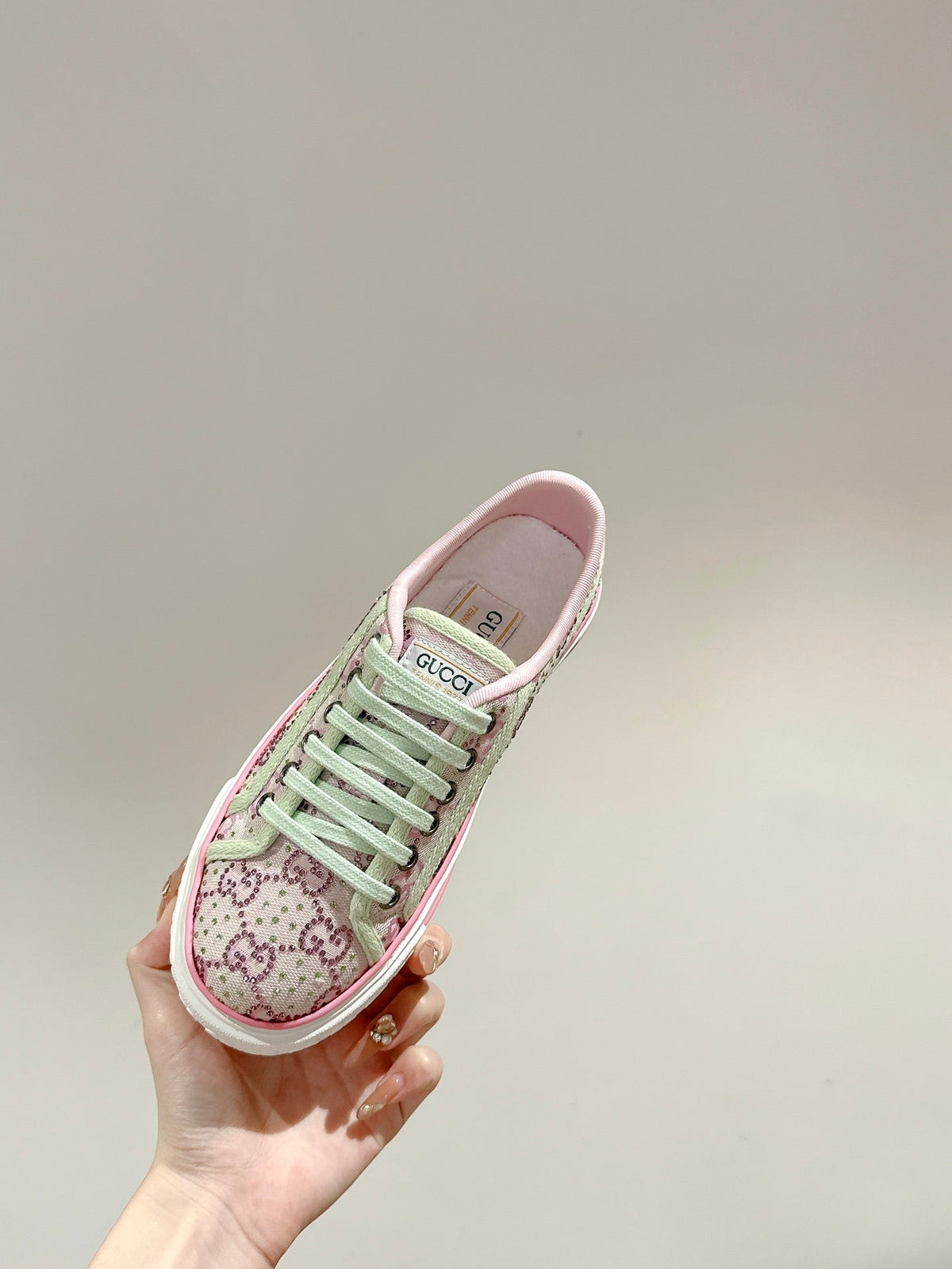 Gucci 2026 Tennis 1977 Crystal Sneakers Pink Canvas 988905