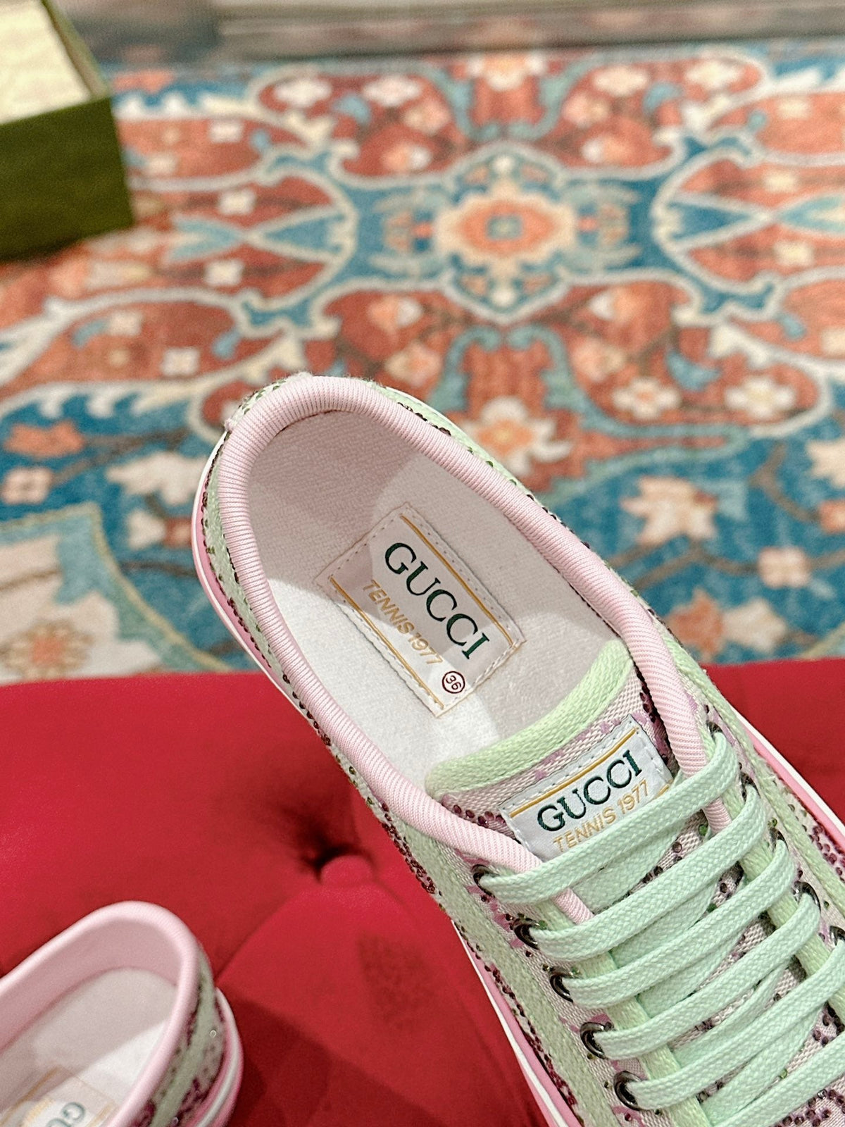 Gucci 2026 Tennis 1977 Crystal Sneakers Pink Canvas 988905