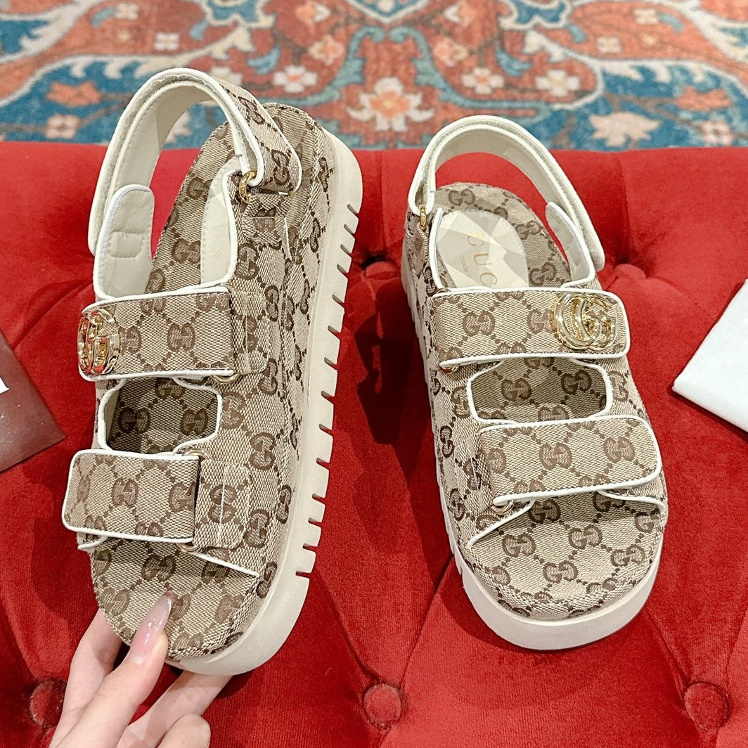 Gucci 2026 Monogram Sandals Canvas 929386
