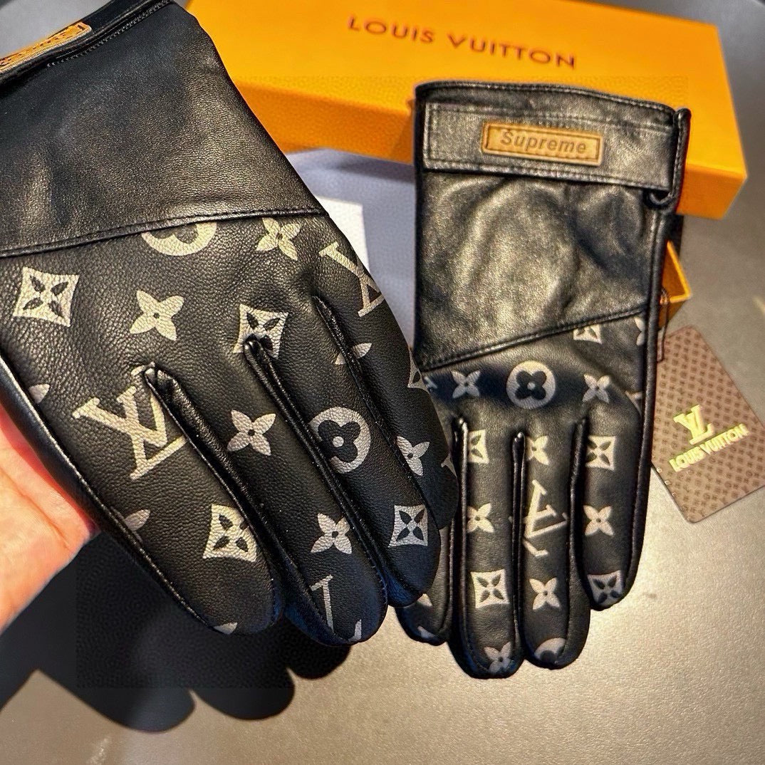 LV Gloves In Black Monogram Lambskin 448269