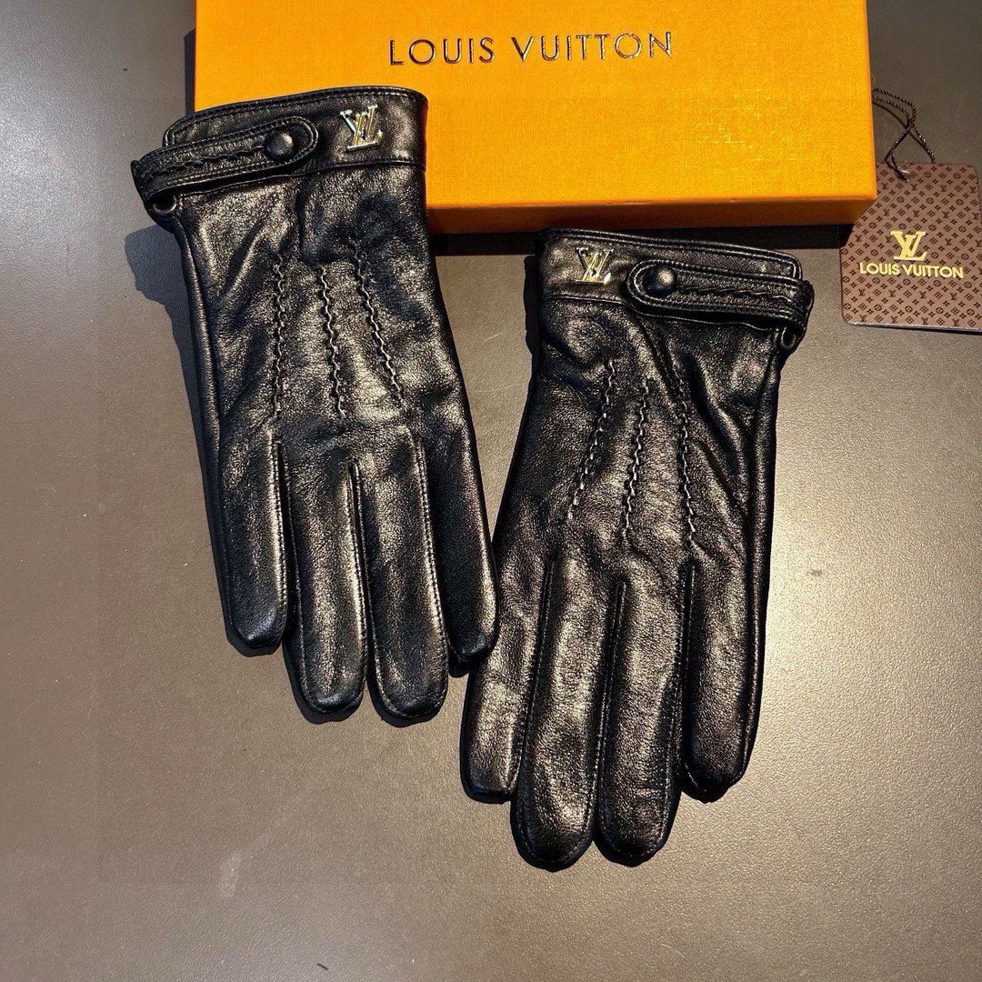 LV Gloves In Black Lambskin 456344