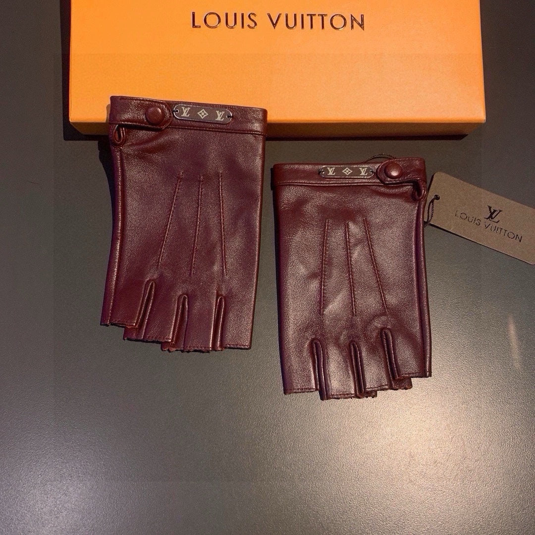 LV Gloves In Burgundy Lambskin 473447