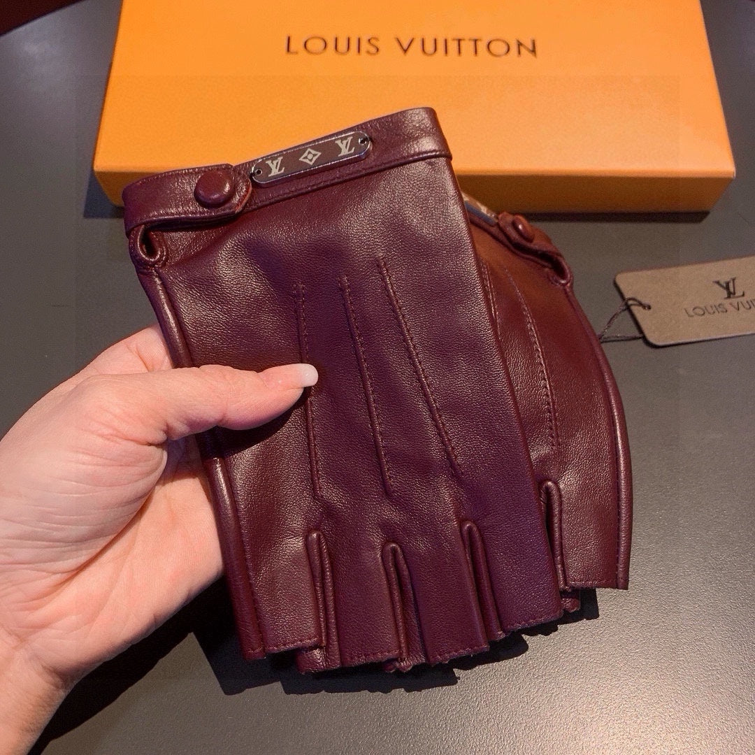 LV Gloves In Burgundy Lambskin 473447