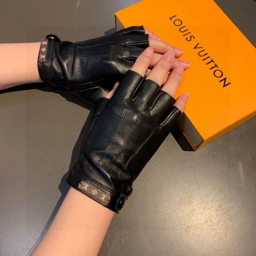 LV Gloves In Black Lambskin 473448