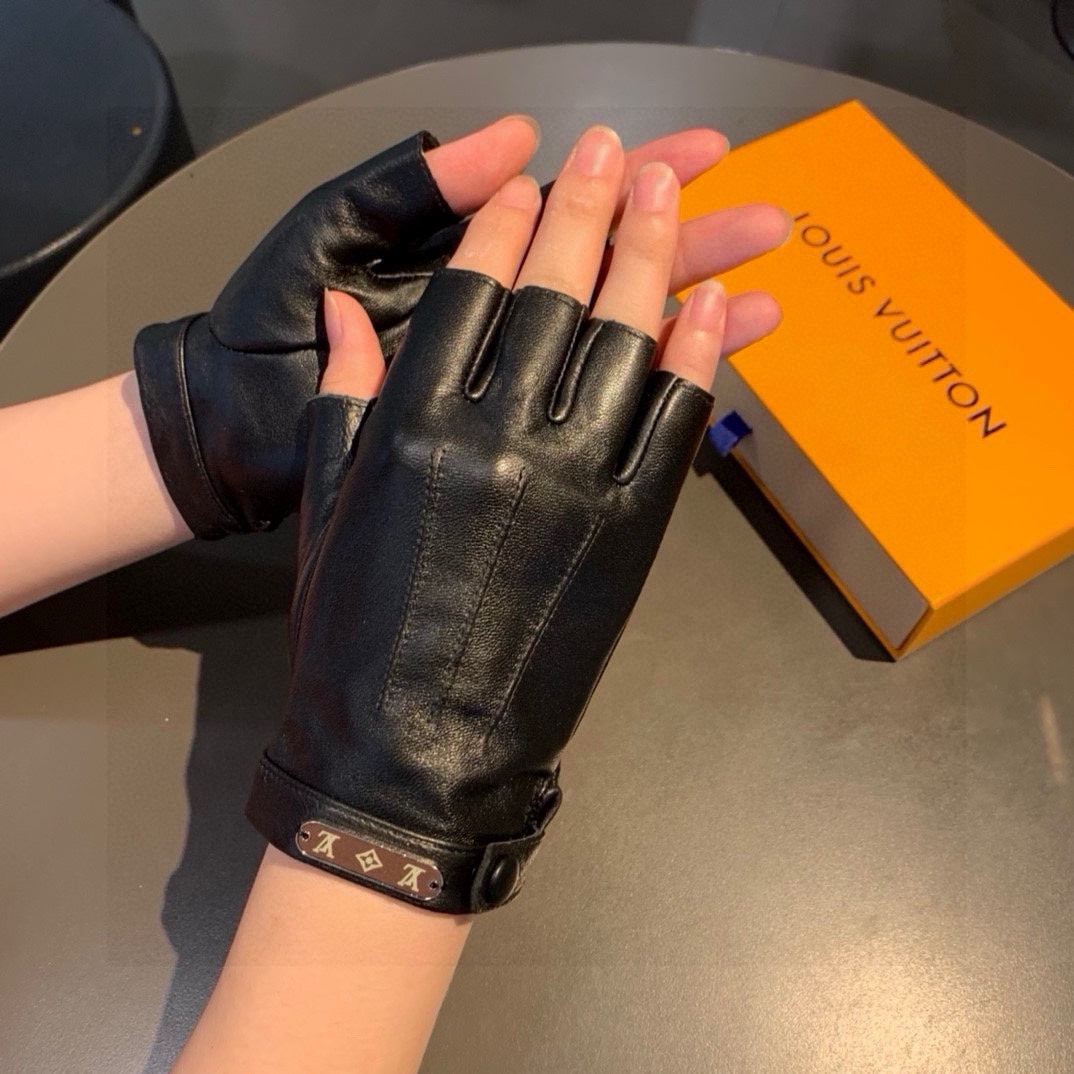 LV Gloves In Black Lambskin 473448