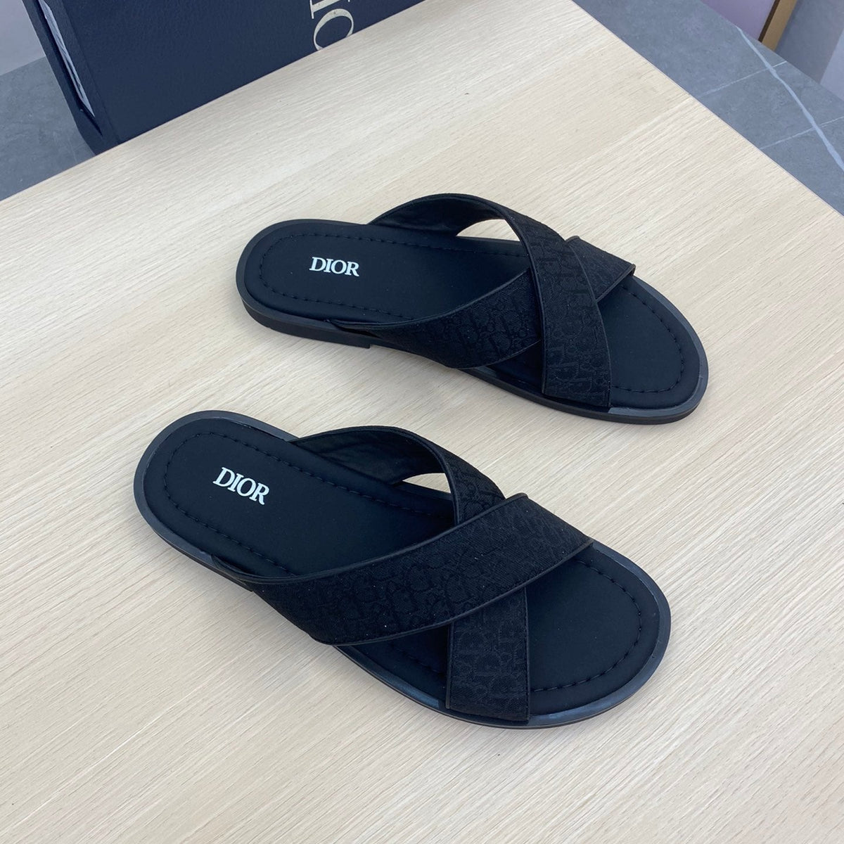 CD ALIAS SANDAL BLACK MONOGRAM JACQUARD