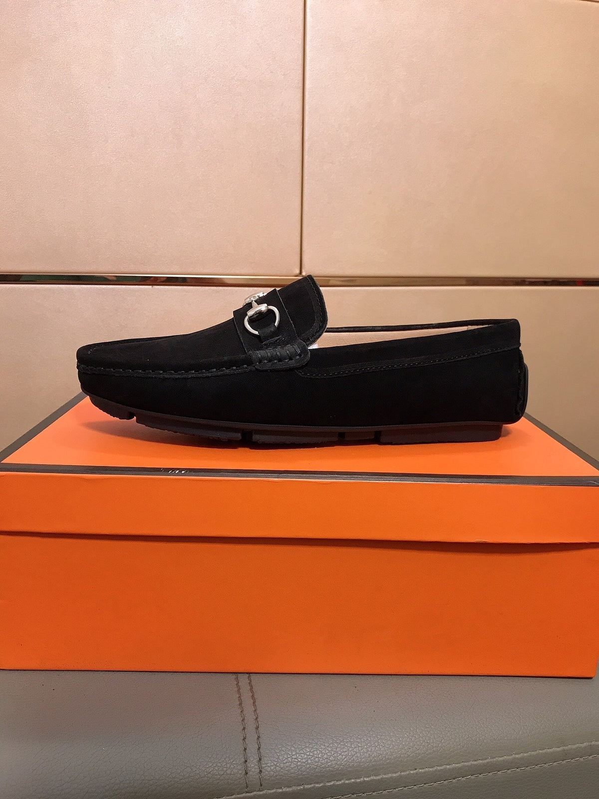GG Men's Flat Loafer Black Suede 523212