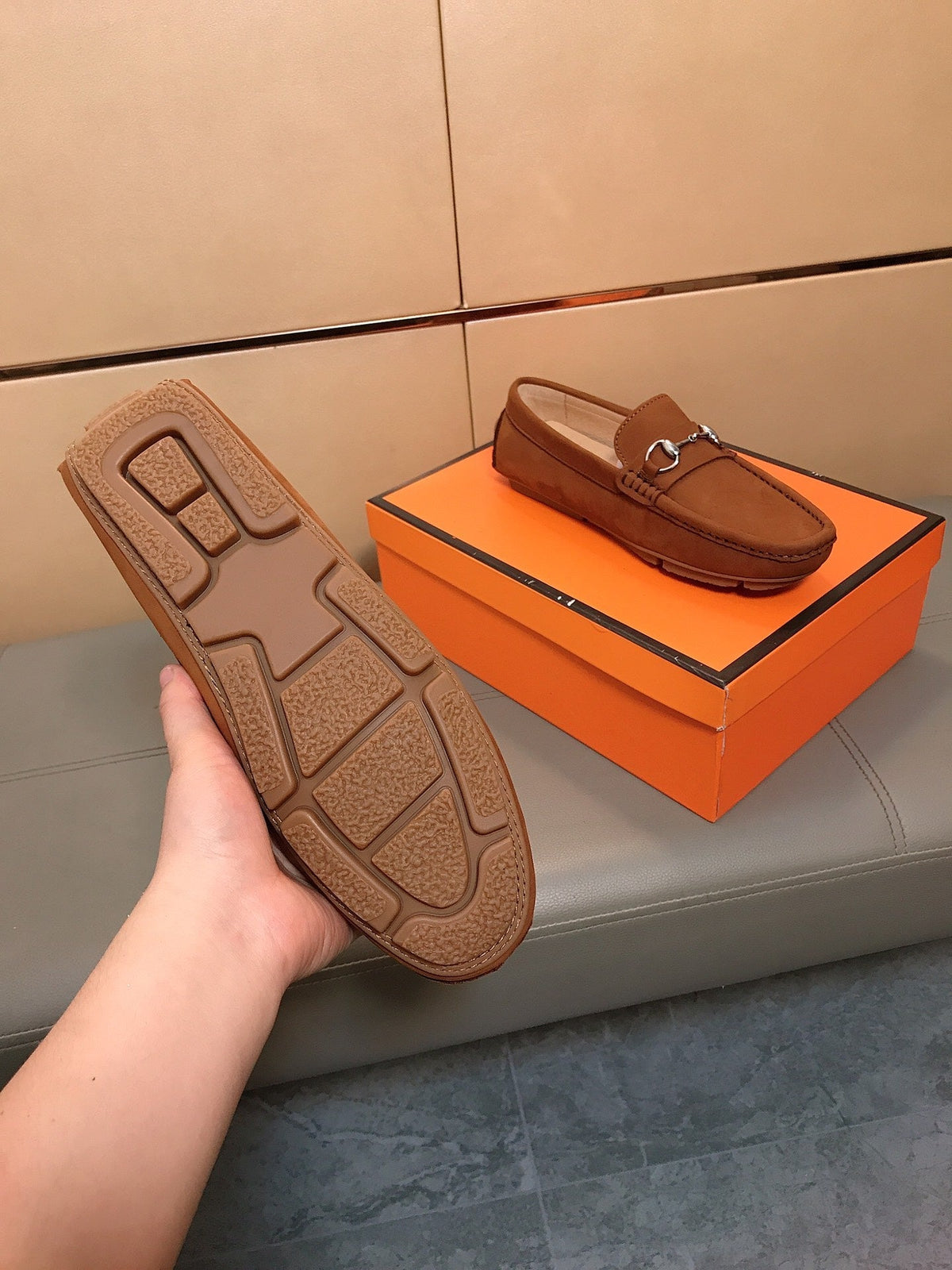 GG Men's Flat Loafer Brown Suede 523213