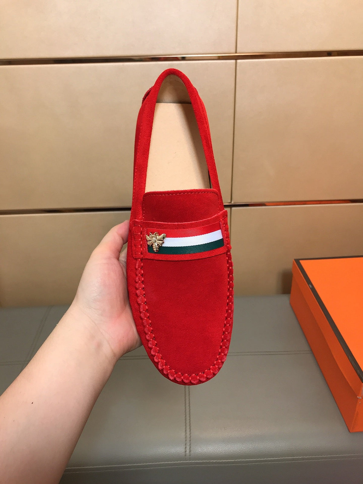 GG Men's Loafer Red Suede 526676