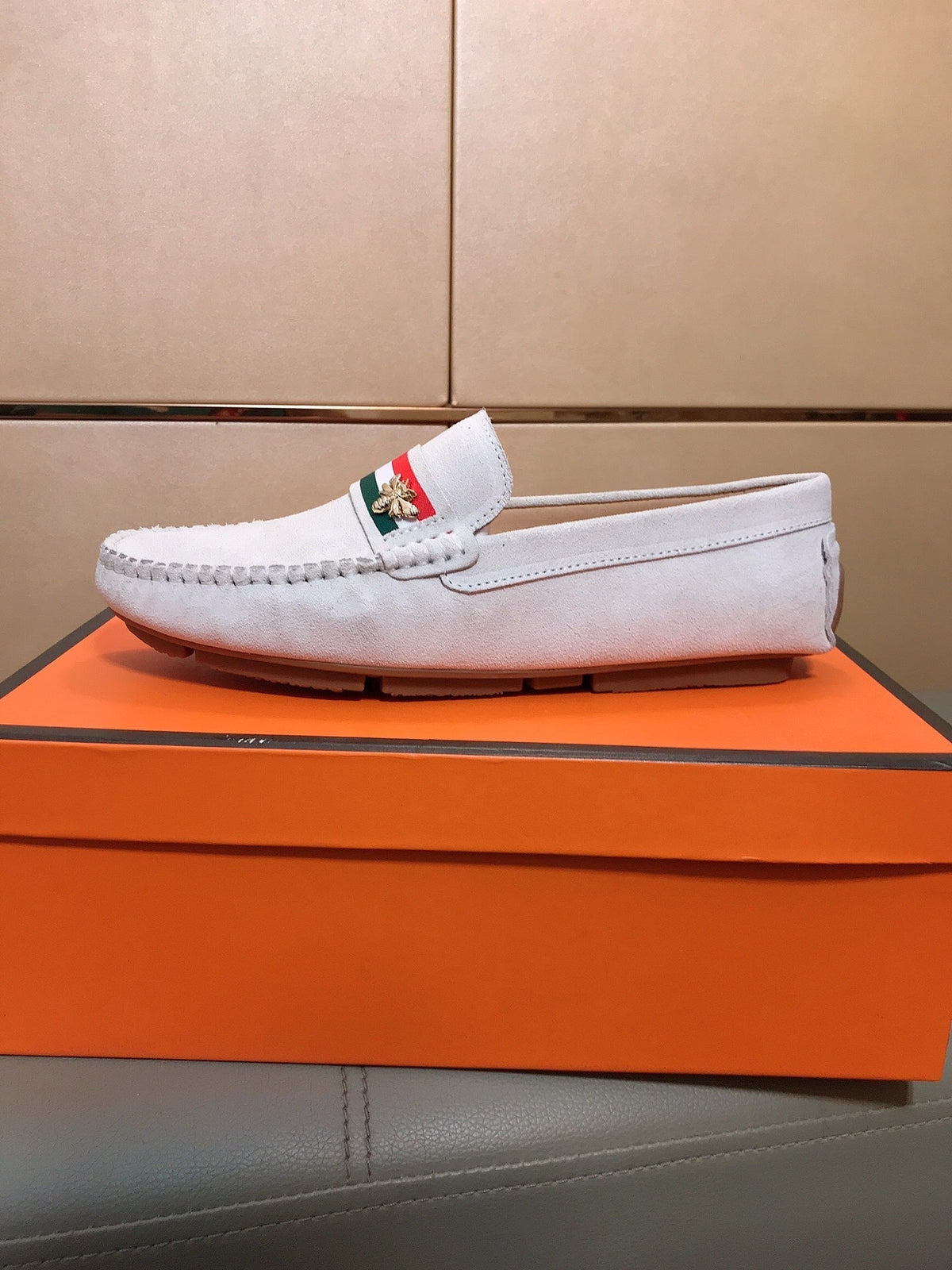 GG Men's Loafer White Suede 526677