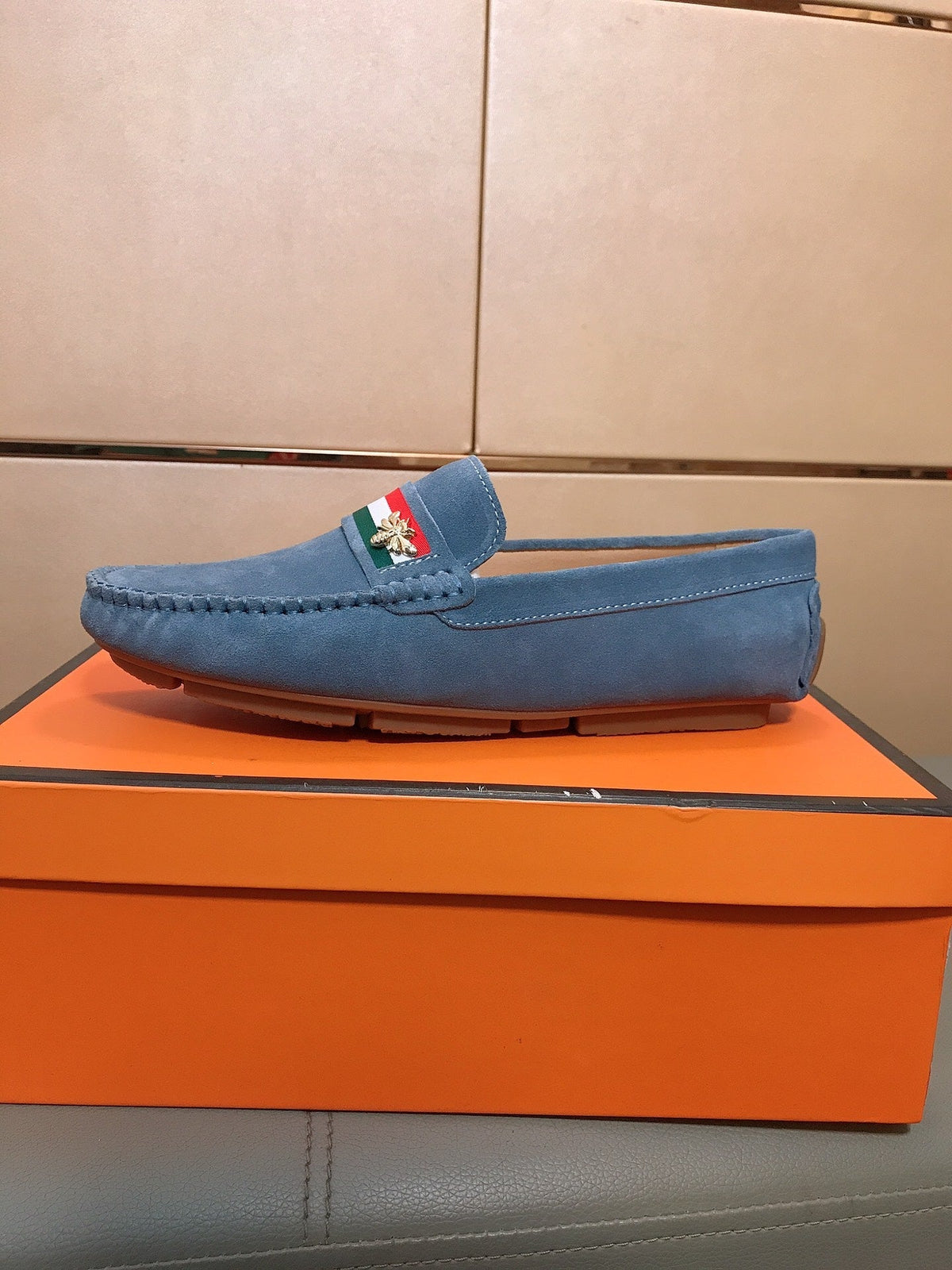 GG Men's Loafer Blue Suede 526678