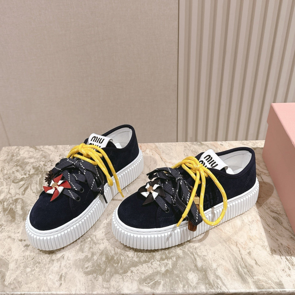 MIU MIU platform sneakers black suede 461869