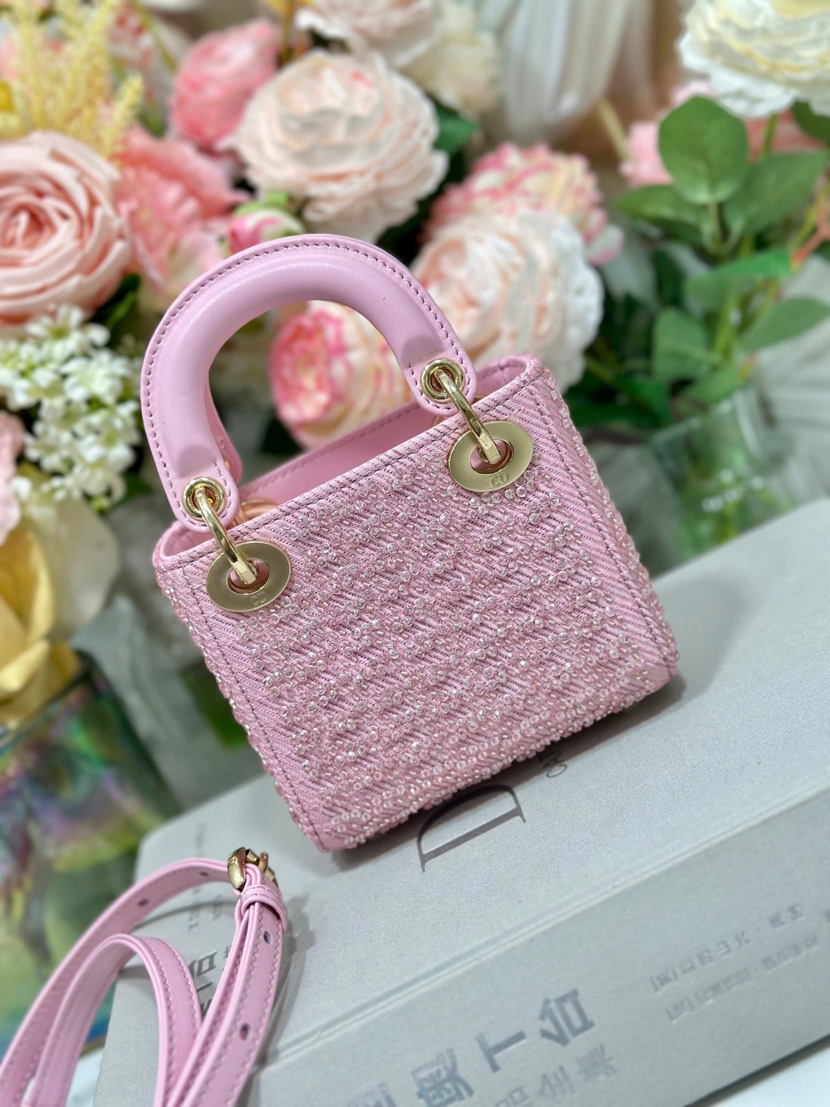 Dior 2026 Lady Dior Bag With Chain 12cm Canvas Leather 406831