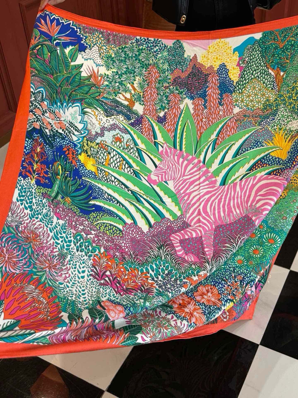 Mountain Zebra Scarf 185 CM Pink Colorful Silk 402277