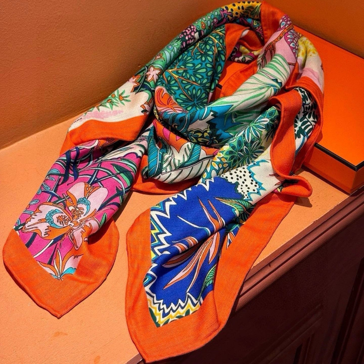Mountain Zebra Scarf 185 CM Pink Colorful Silk 402277