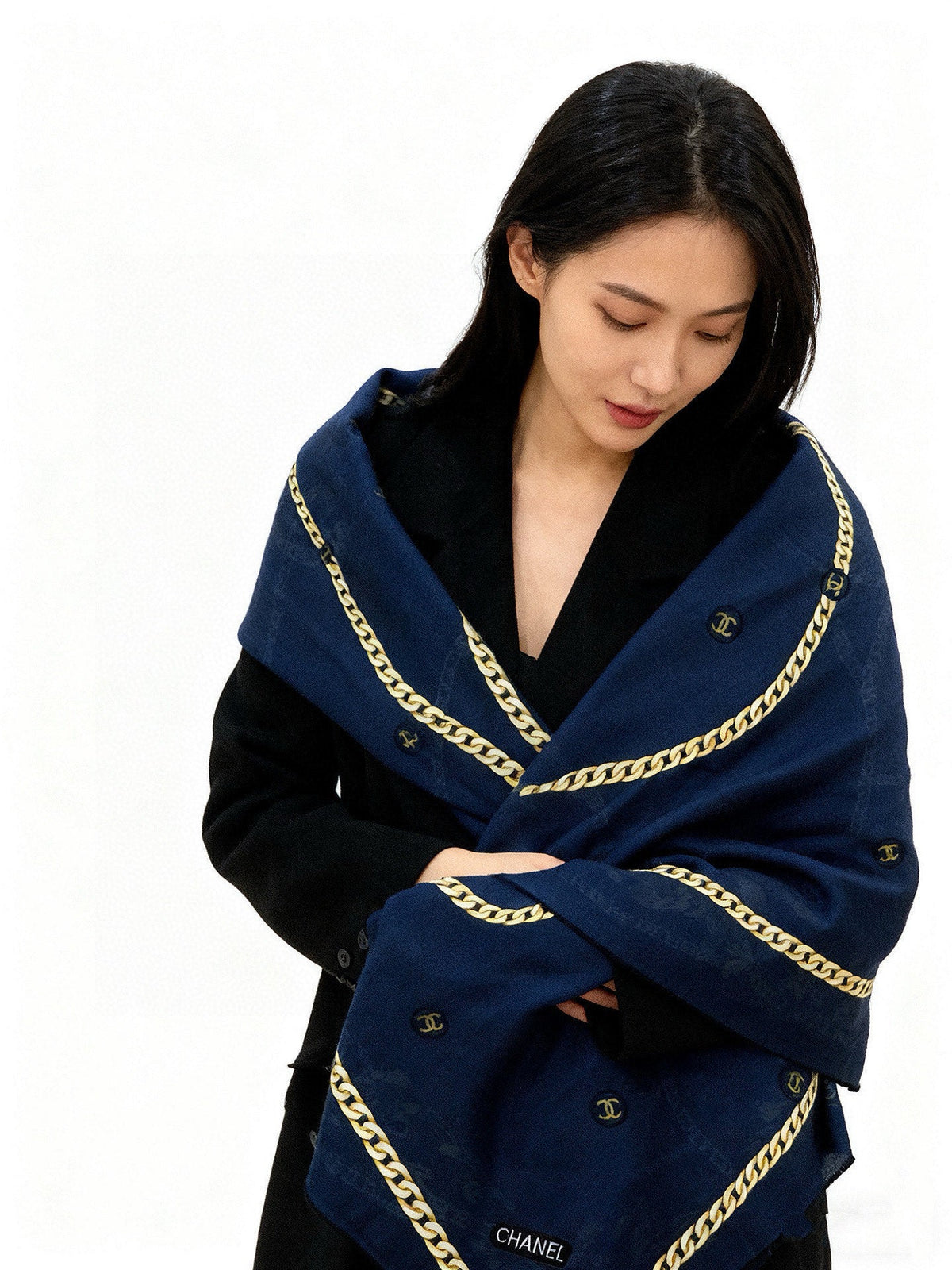 CC 25 Scarf 140cm Dark Blue Cashmere 293265