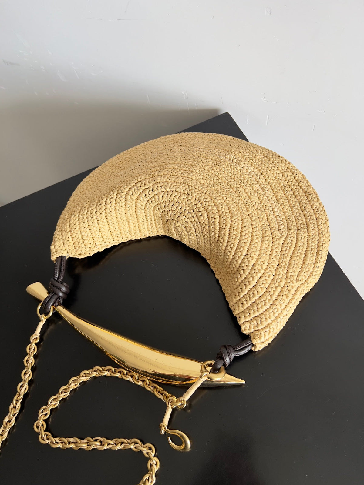 BV Sardine Chain Natural color Raffia Metallic 249685