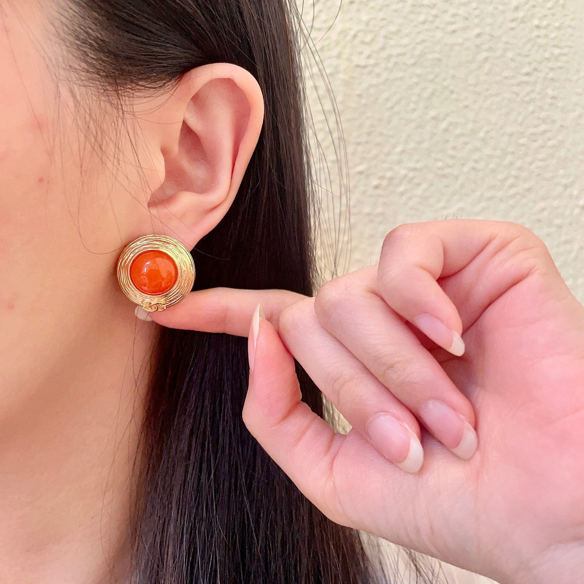 CC Vintage Orange Red Gold Earrings