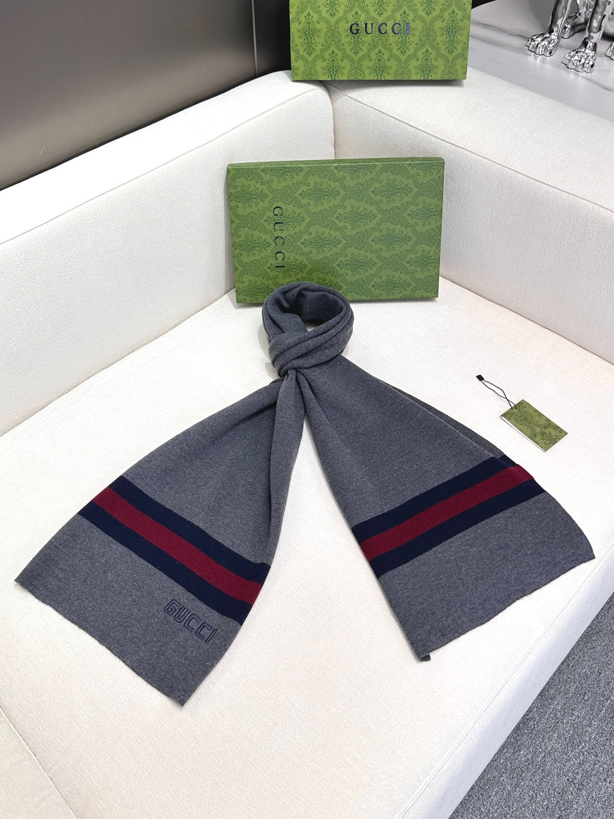 SCARF 180 CM IN SHARK GRAY CASHMERE 398451