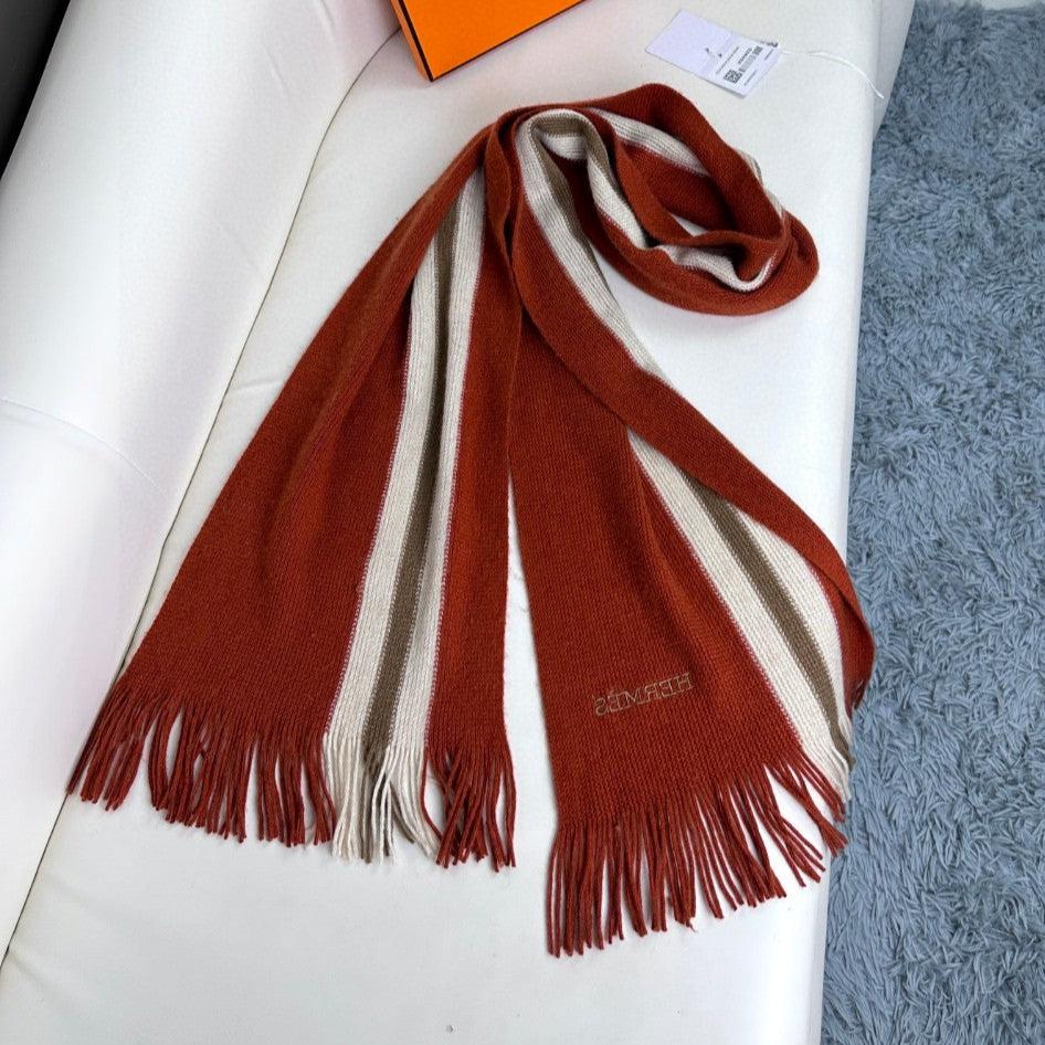 Scarf 180 CM In Red Mix White Khaki Green Cashmere 401087