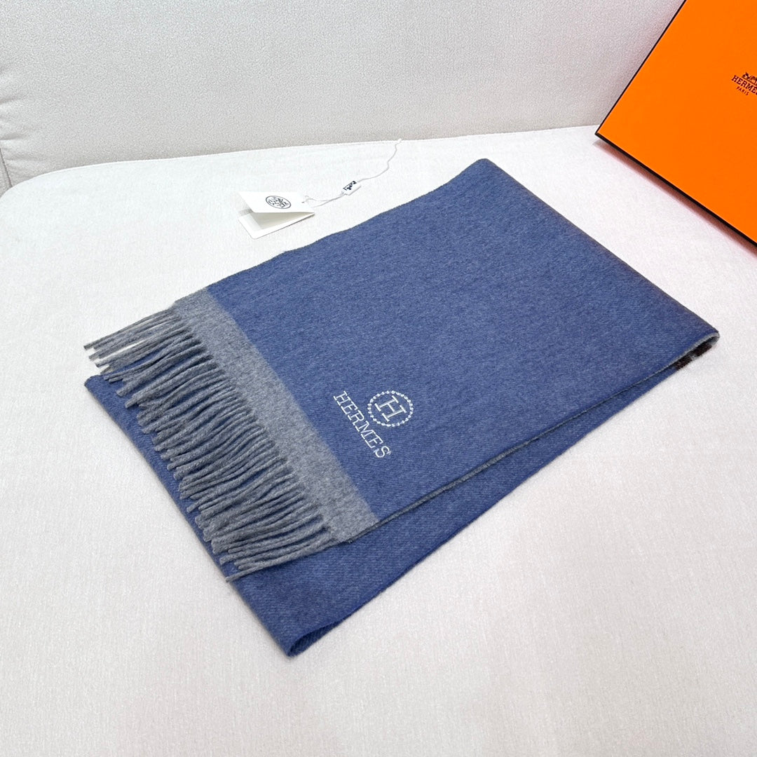 Scarf 180 CM Blue Grey Cashmere
