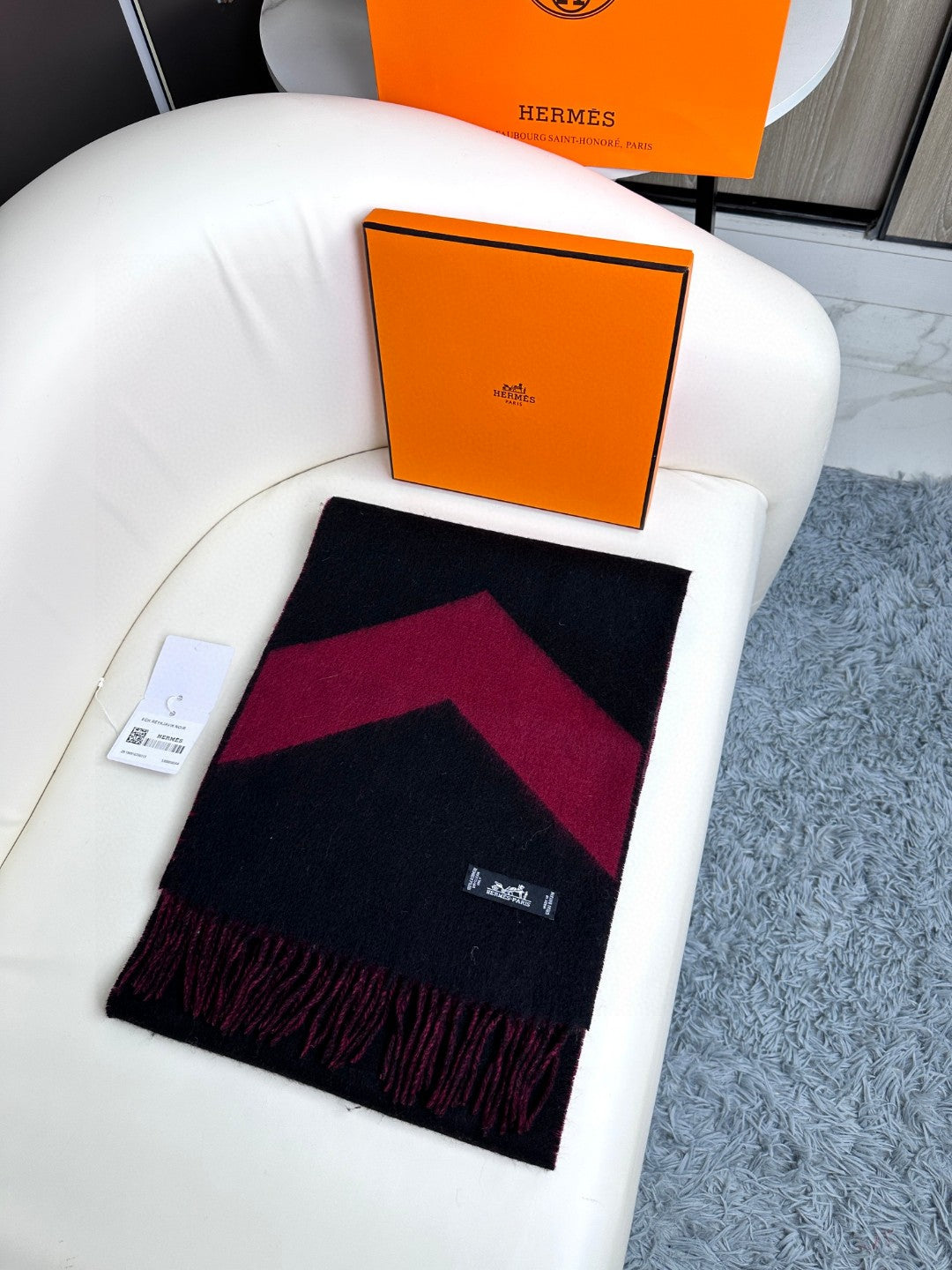 Scarf 190 CM Dark Red Mix Black Wool Soft