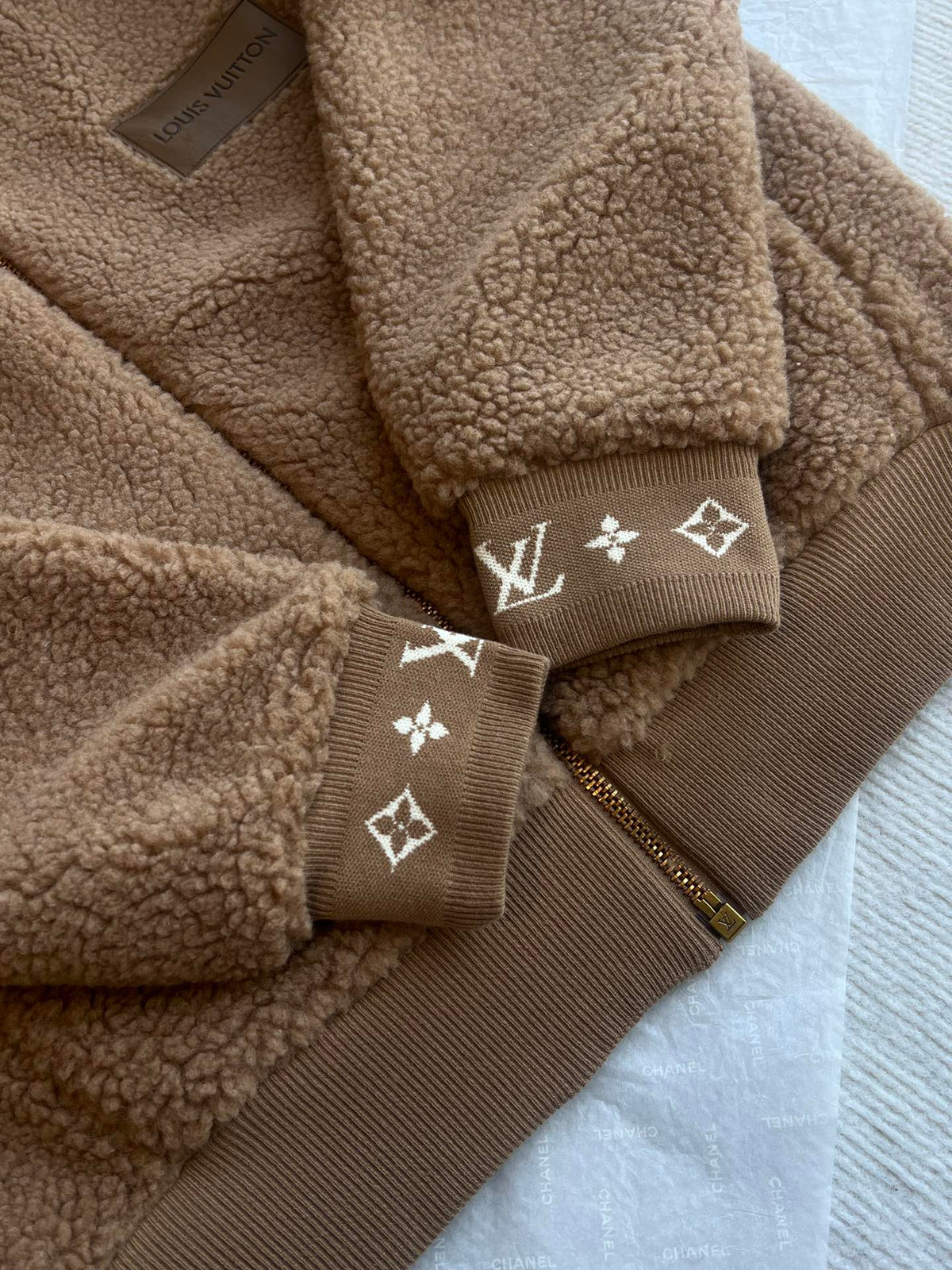 LV 25 Sstand-up Collar Jacket Brown Lambswool Polyester 306760